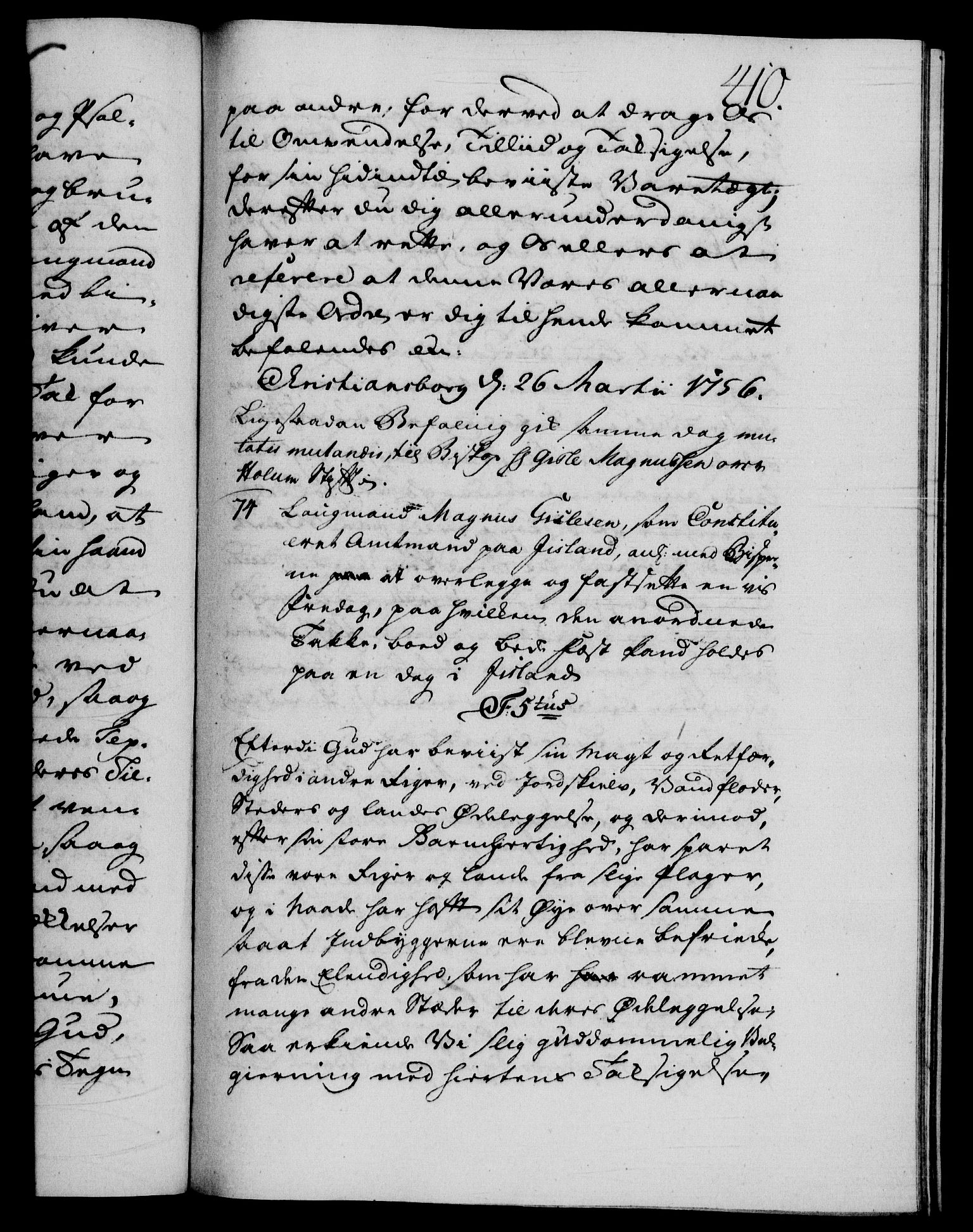 Danske Kanselli 1572-1799, AV/RA-EA-3023/F/Fc/Fca/Fcab/L0035: Norske tegnelser, 1755-1756, s. 410a