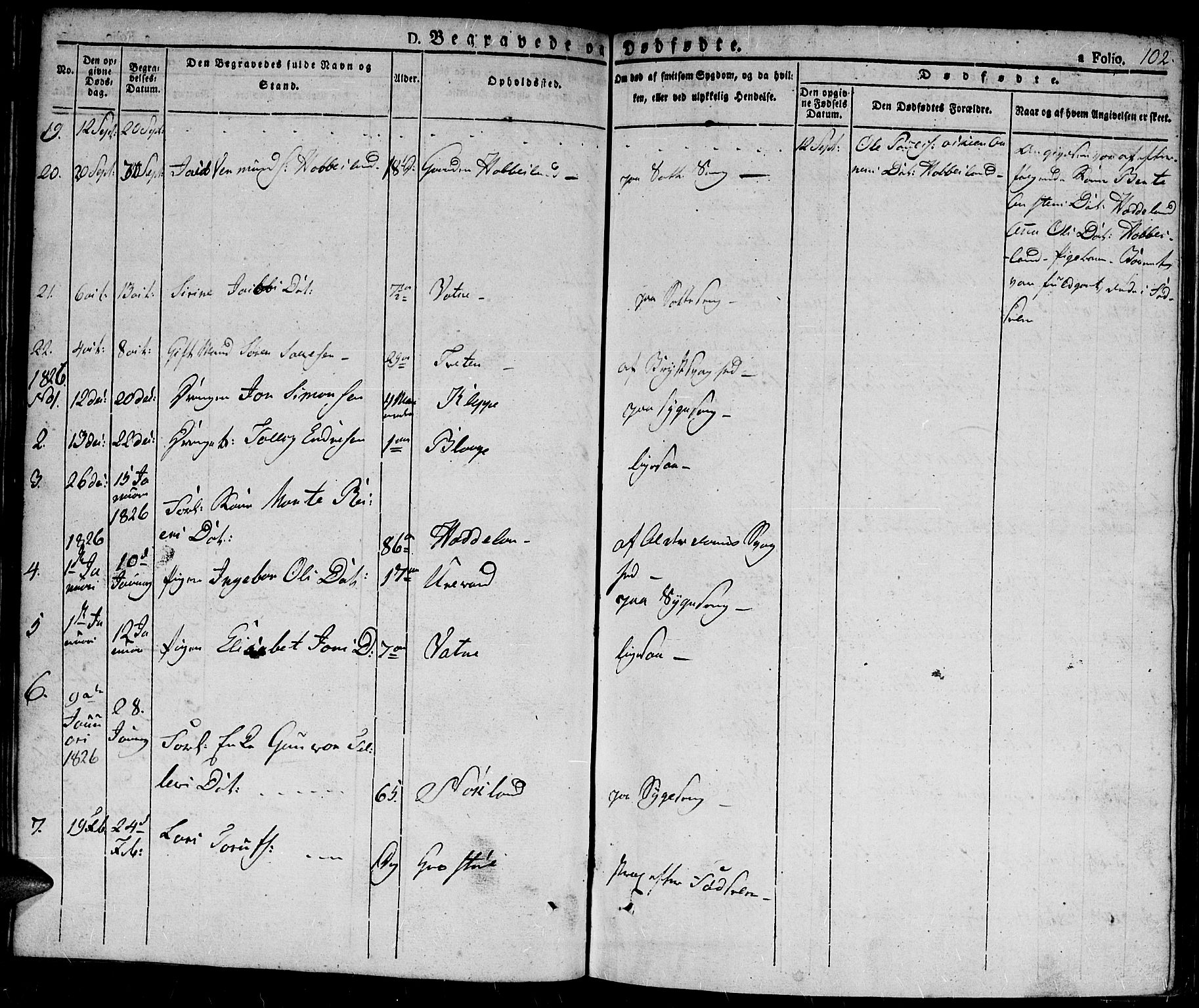 Hægebostad sokneprestkontor, AV/SAK-1111-0024/F/Fa/Fab/L0001: Ministerialbok nr. A 1, 1823-1867, s. 102