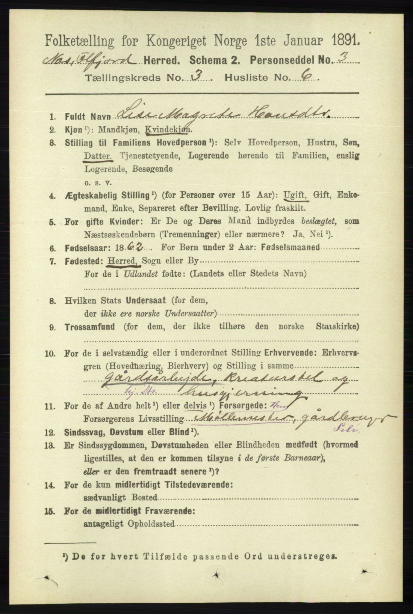 RA, Folketelling 1891 for 1043 Hidra og Nes herred, 1891, s. 951