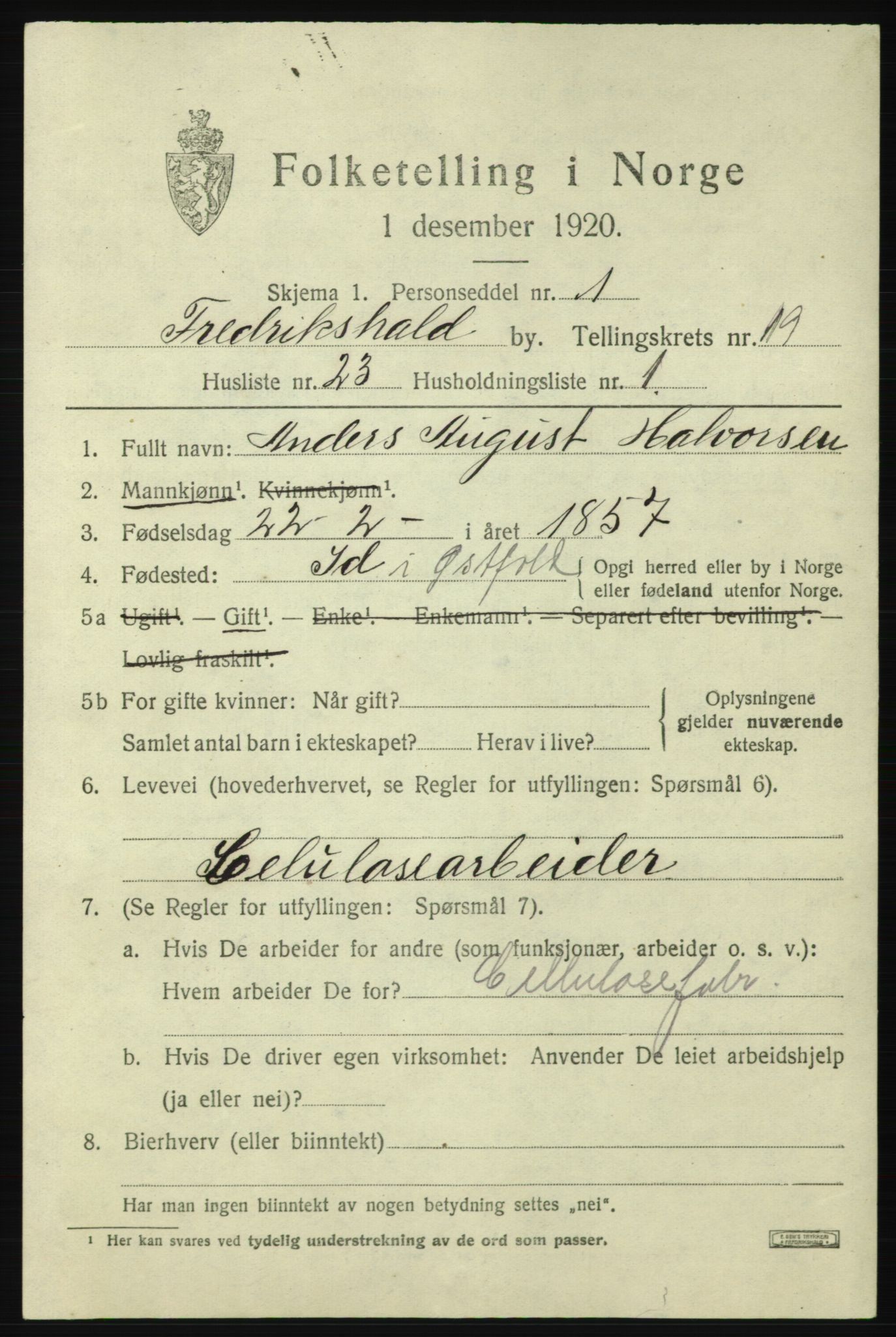 SAO, Folketelling 1920 for 0101 Fredrikshald kjøpstad, 1920, s. 28740