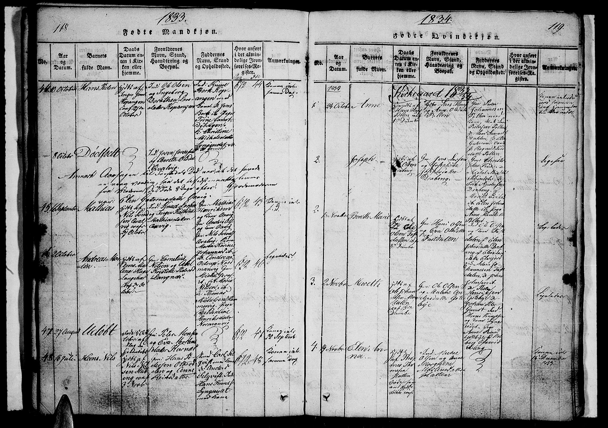 Lyngen sokneprestembete, AV/SATØ-S-1289/H/He/Heb/L0001klokker: Klokkerbok nr. 1, 1826-1838, s. 118-119