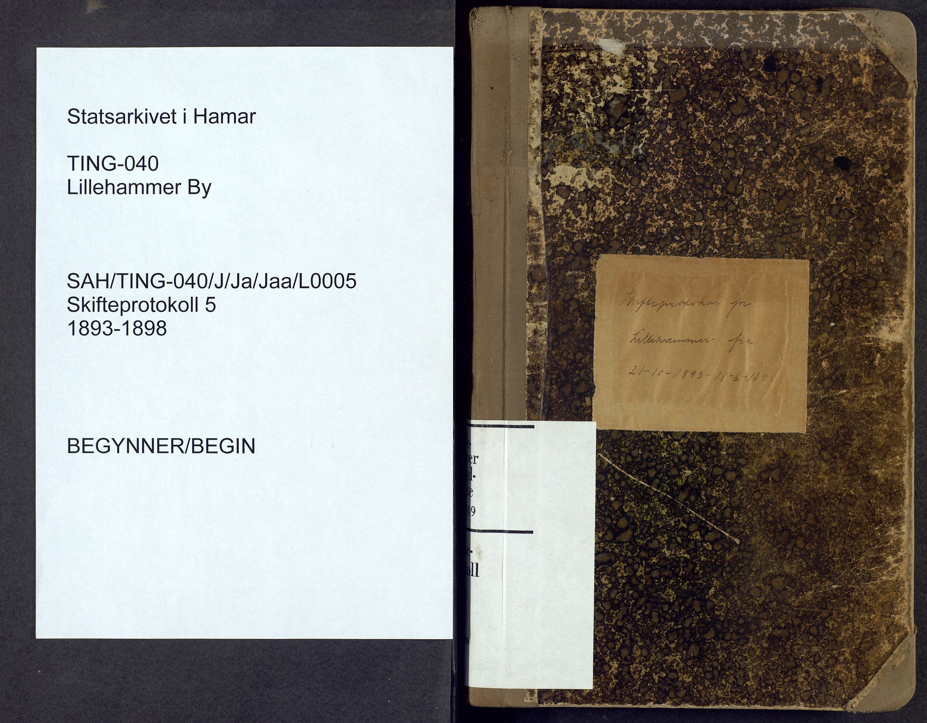Lillehammer byfogd og byskriver, AV/SAH-TING-040/J/Ja/Jaa/L0005: Skifteprotokoll, 1893-1898