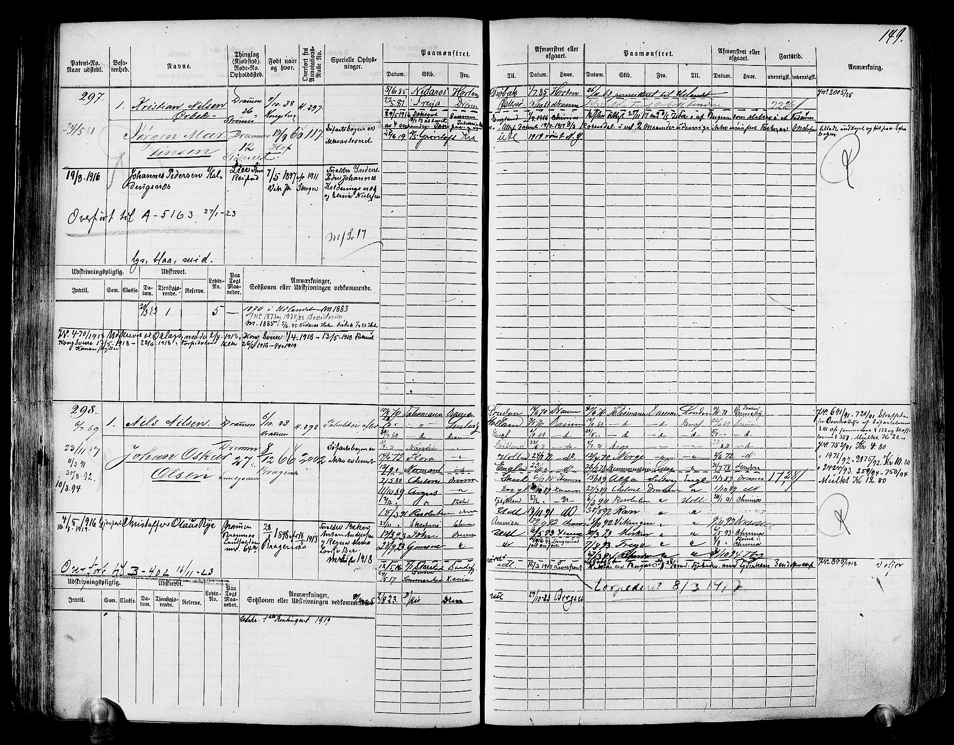 Drammen innrulleringsdistrikt, SAKO/A-781/F/Fc/L0001: Hovedrulle, 1868, s. 153