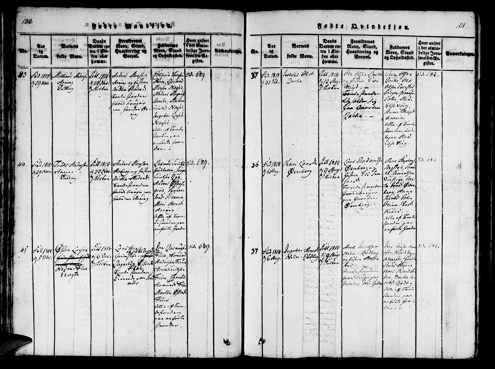 Innvik sokneprestembete, AV/SAB-A-80501: Ministerialbok nr. A 2, 1816-1821, s. 100-101