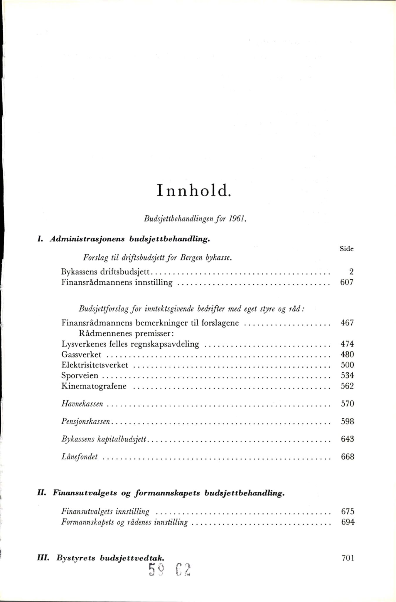 Bergen kommune. Formannskapet, BBA/A-0003/Ad/L0183: Bergens Kommuneforhandlinger, bind II, 1961