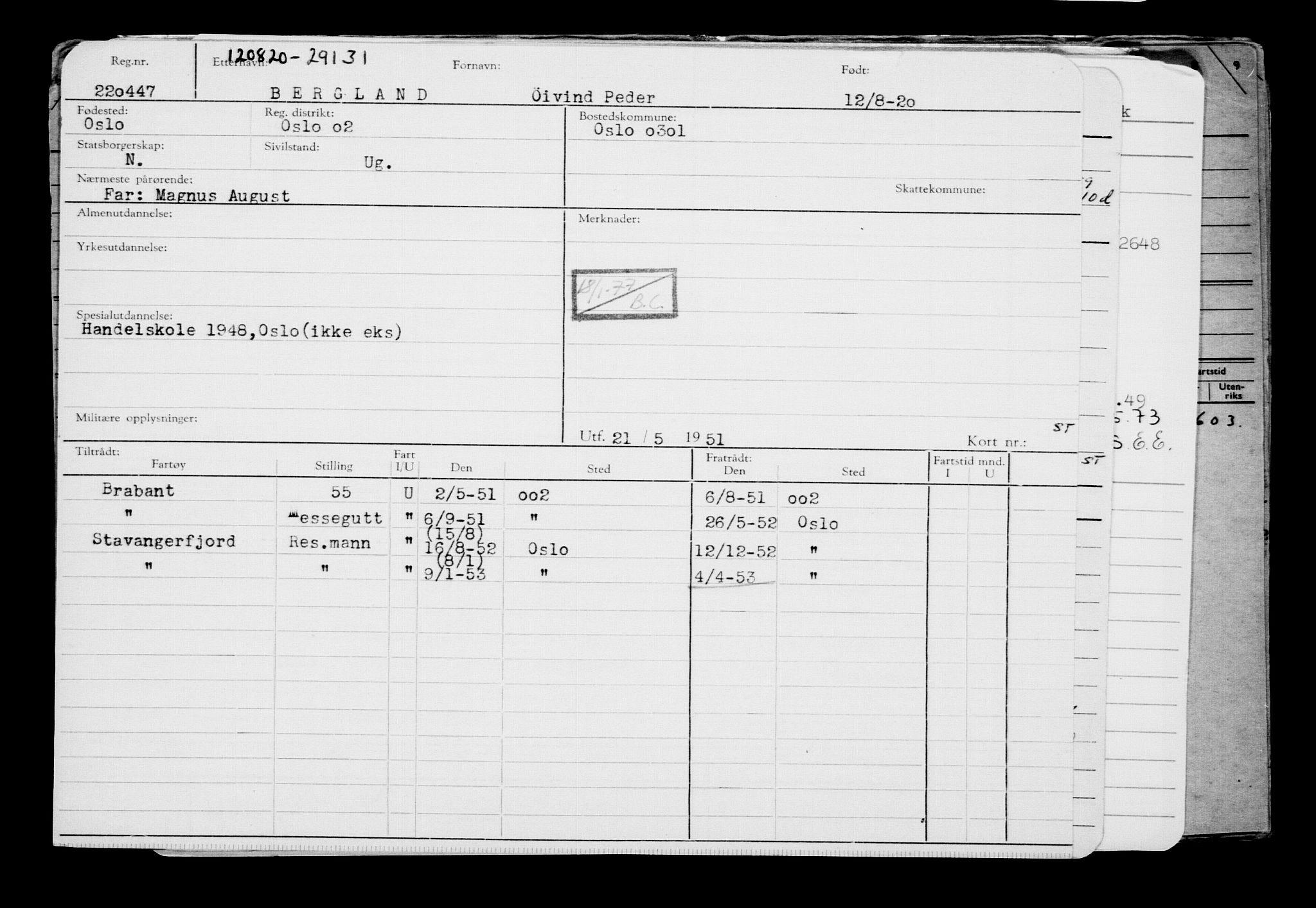 Direktoratet for sjømenn, AV/RA-S-3545/G/Gb/L0184: Hovedkort, 1920, s. 244