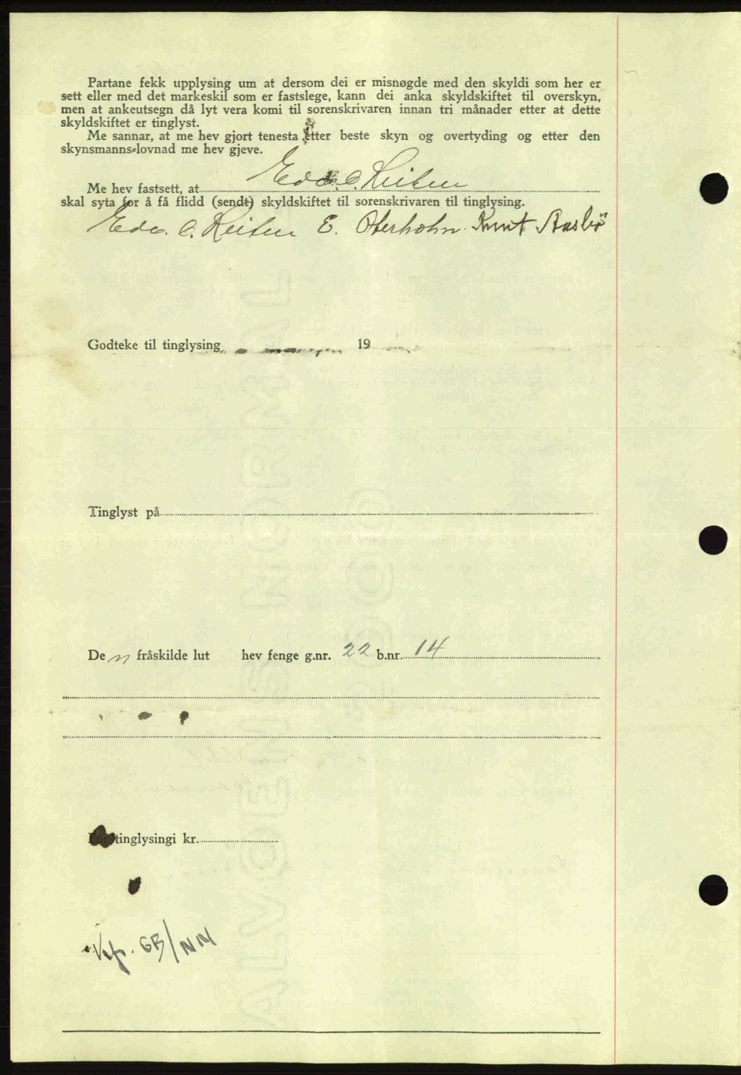 Nordmøre sorenskriveri, AV/SAT-A-4132/1/2/2Ca: Pantebok nr. A91, 1941-1942, Dagboknr: 2240/1941