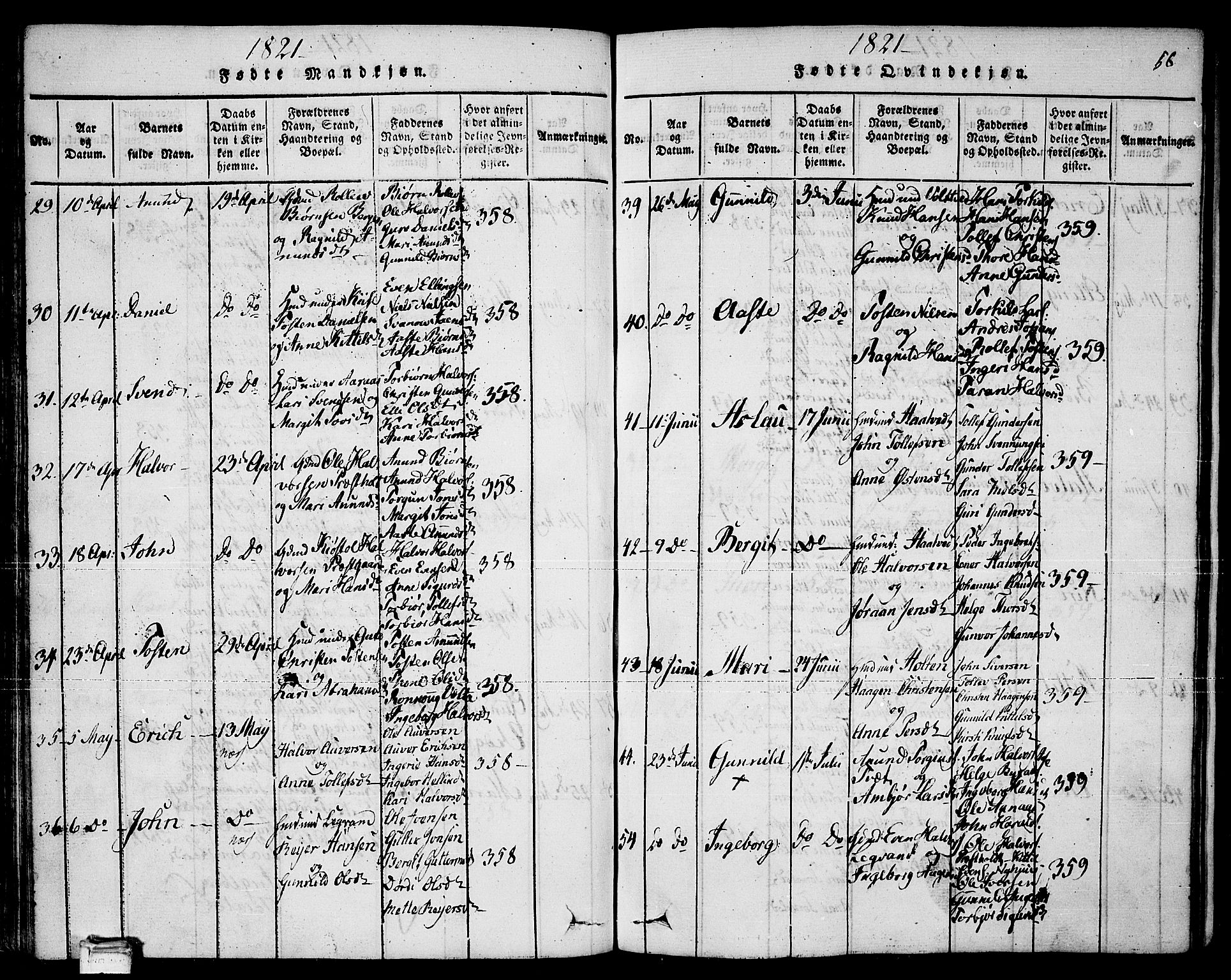 Sauherad kirkebøker, AV/SAKO-A-298/F/Fa/L0005: Ministerialbok nr. I 5, 1815-1829, s. 56