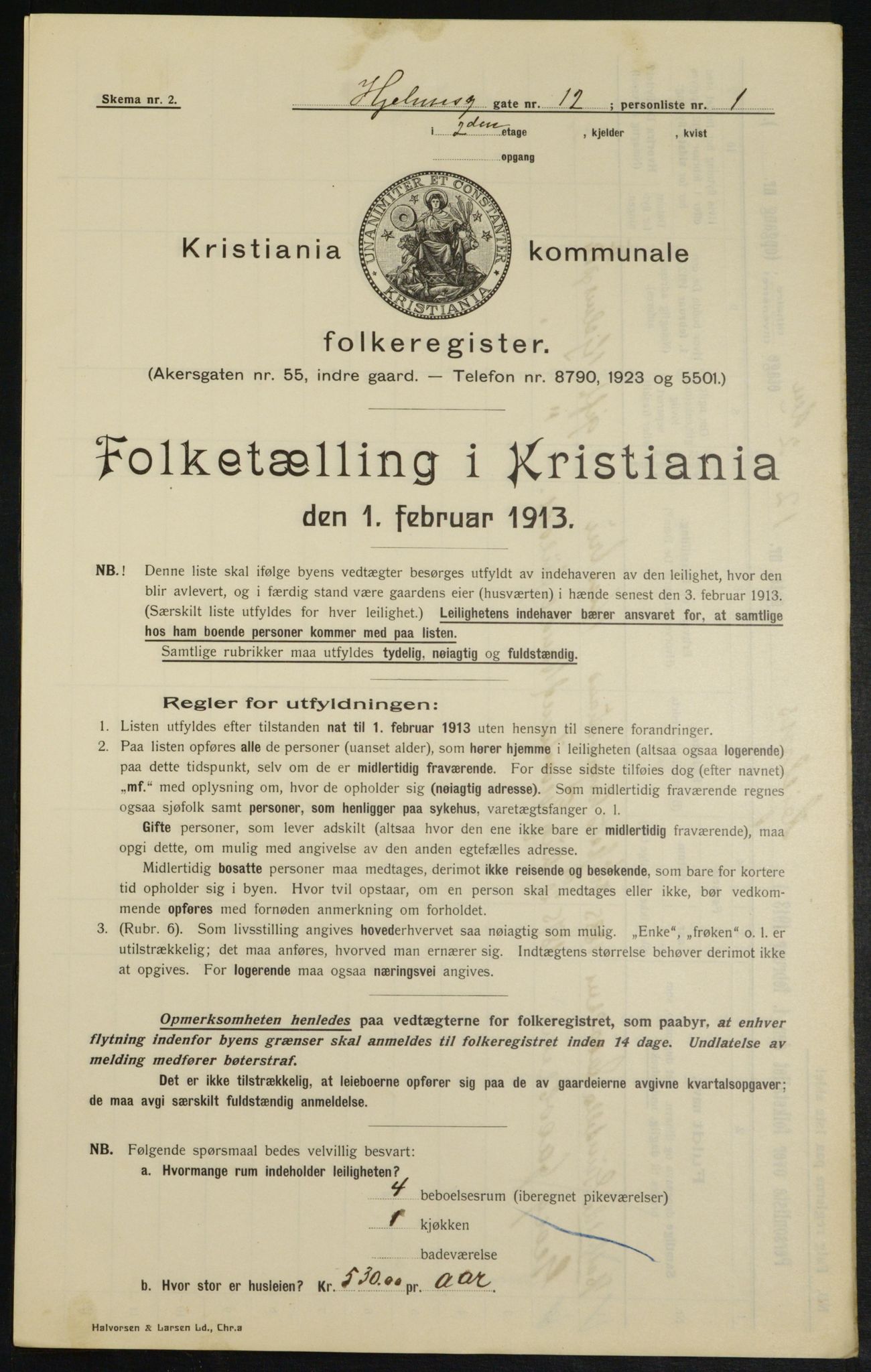 OBA, Kommunal folketelling 1.2.1913 for Kristiania, 1913, s. 40058