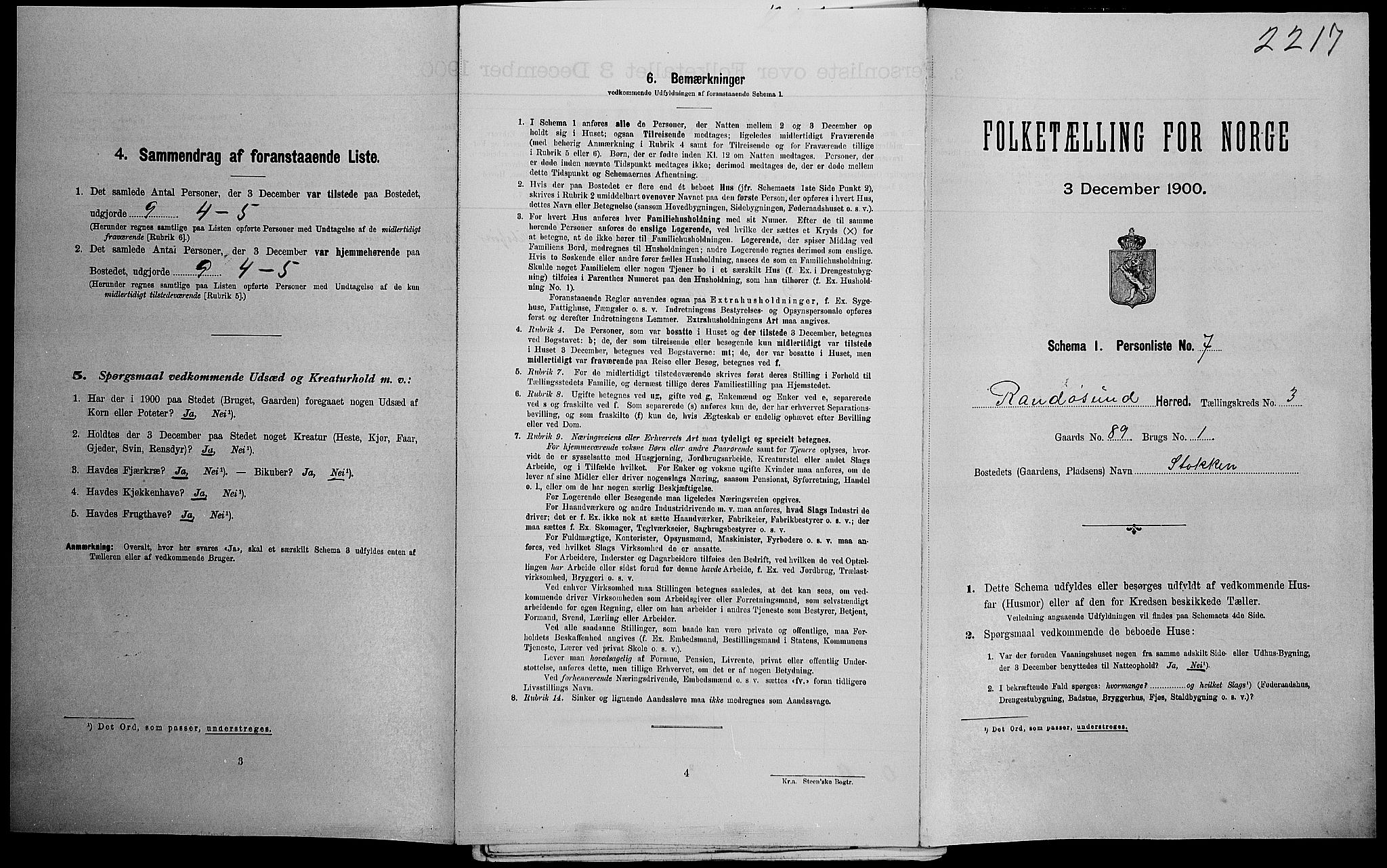 SAK, Folketelling 1900 for 1011 Randesund herred, 1900, s. 358