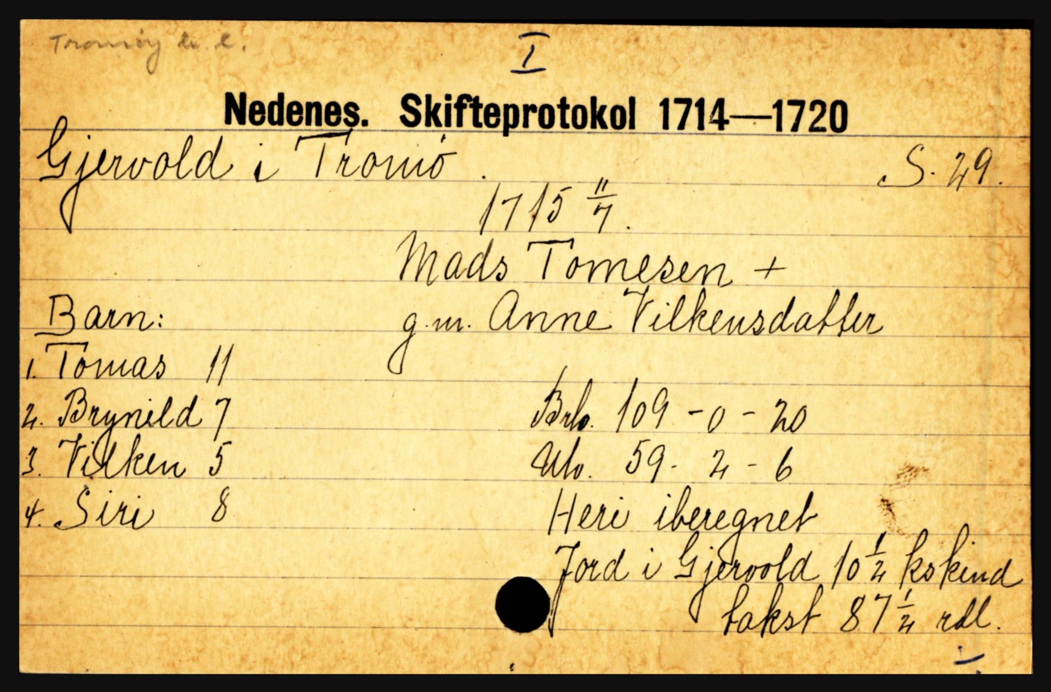 Nedenes sorenskriveri før 1824, AV/SAK-1221-0007/H, s. 9125