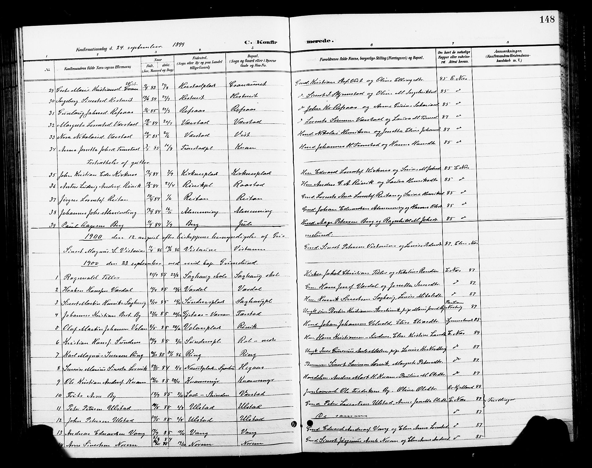 Ministerialprotokoller, klokkerbøker og fødselsregistre - Nord-Trøndelag, SAT/A-1458/730/L0302: Klokkerbok nr. 730C05, 1898-1924, s. 148