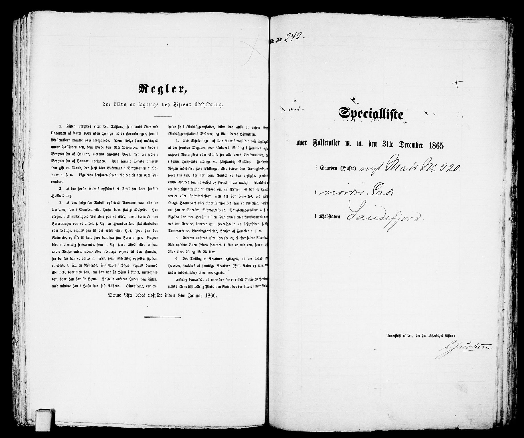 RA, Folketelling 1865 for 0706B Sandeherred prestegjeld, Sandefjord kjøpstad, 1865, s. 493