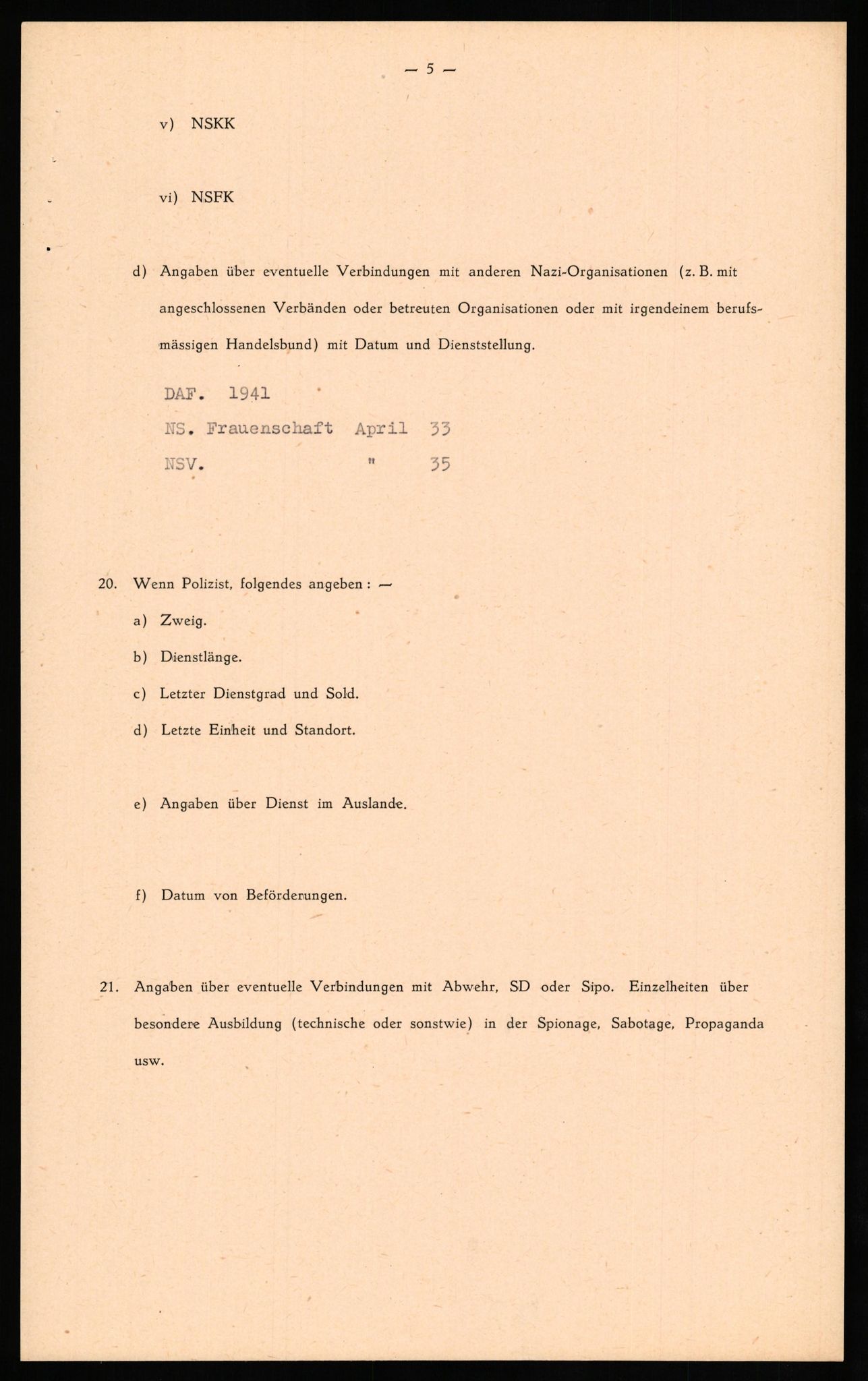 Forsvaret, Forsvarets overkommando II, AV/RA-RAFA-3915/D/Db/L0024: CI Questionaires. Tyske okkupasjonsstyrker i Norge. Tyskere., 1945-1946, s. 160