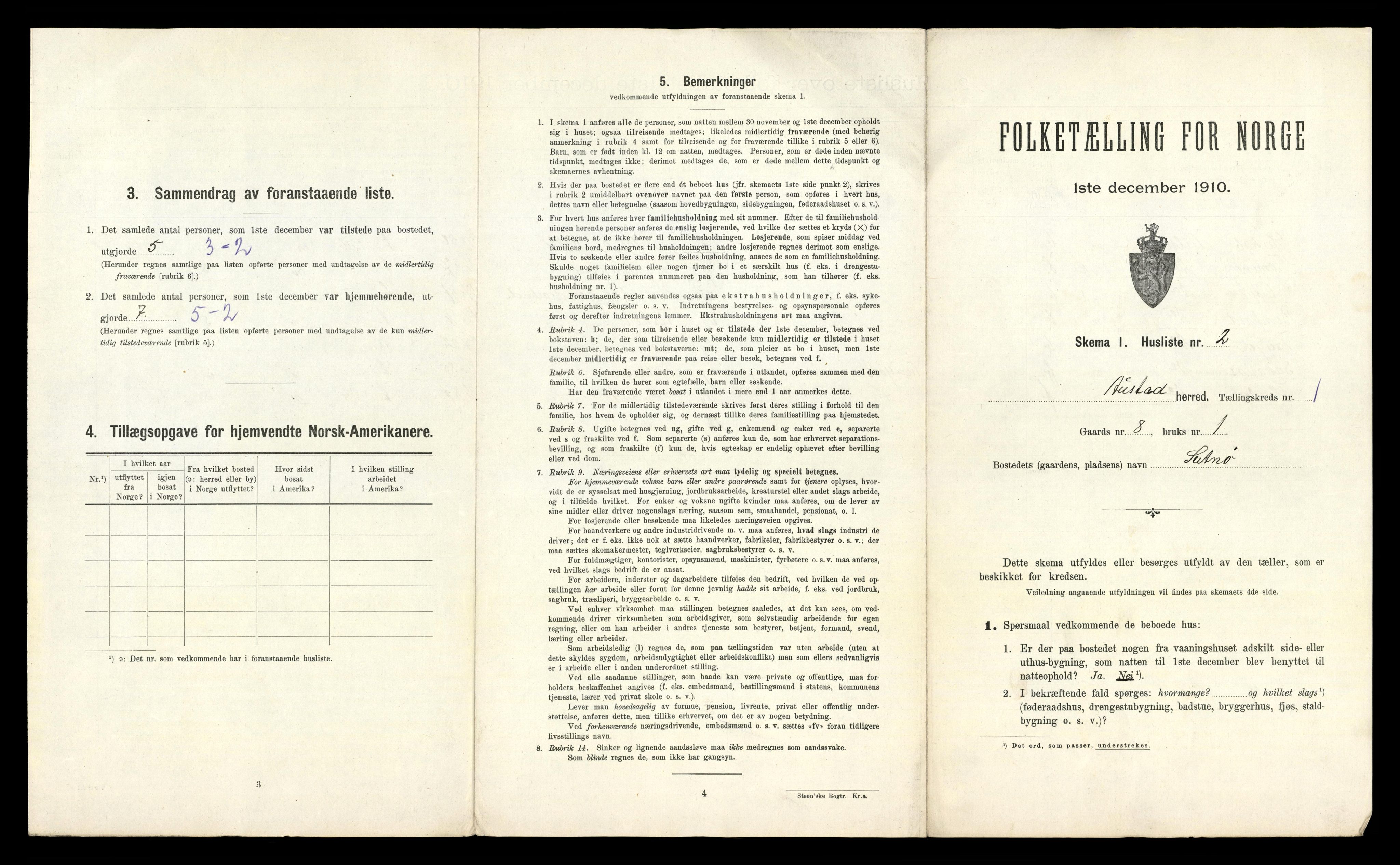 RA, Folketelling 1910 for 1031 Austad herred, 1910, s. 22