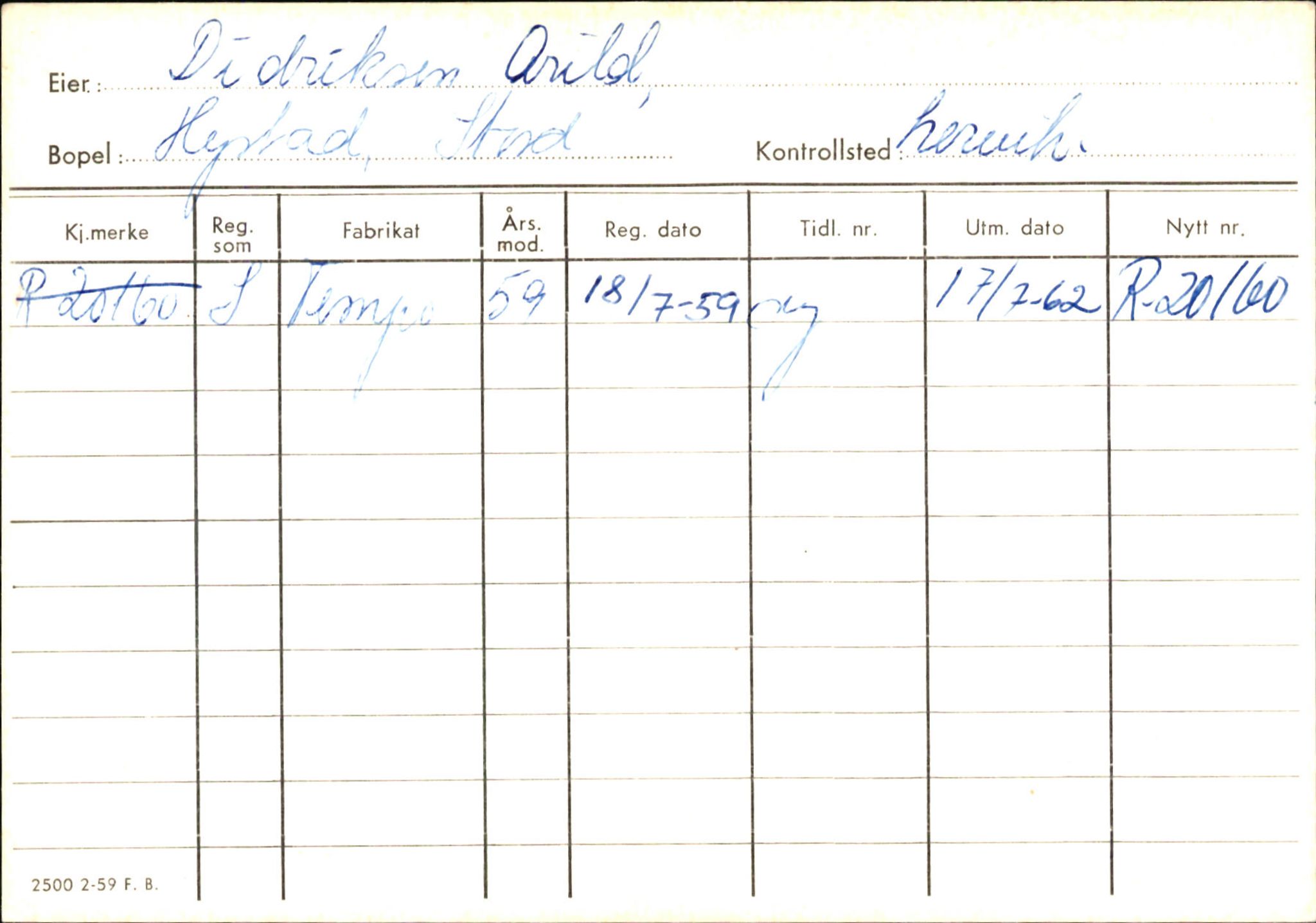 Statens vegvesen, Hordaland vegkontor, AV/SAB-A-5201/2/Ha/L0009: R-eierkort D-E, 1920-1971, s. 2