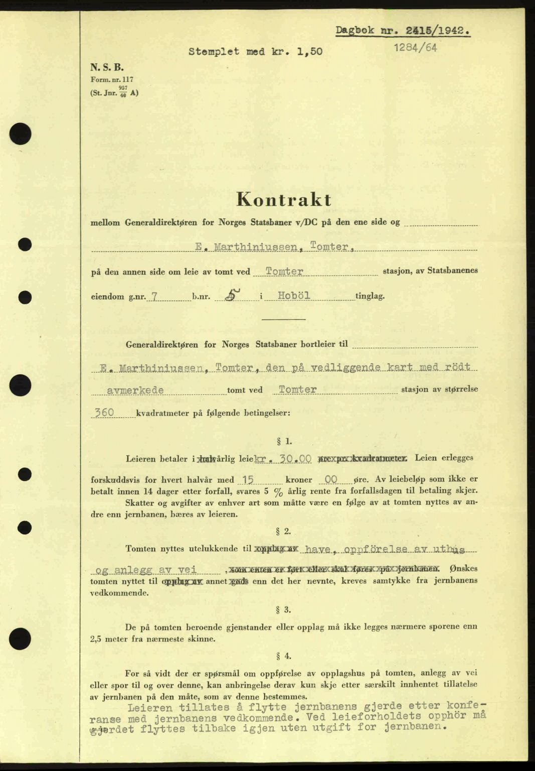 Moss sorenskriveri, SAO/A-10168: Pantebok nr. A10, 1942-1943, Dagboknr: 2415/1942