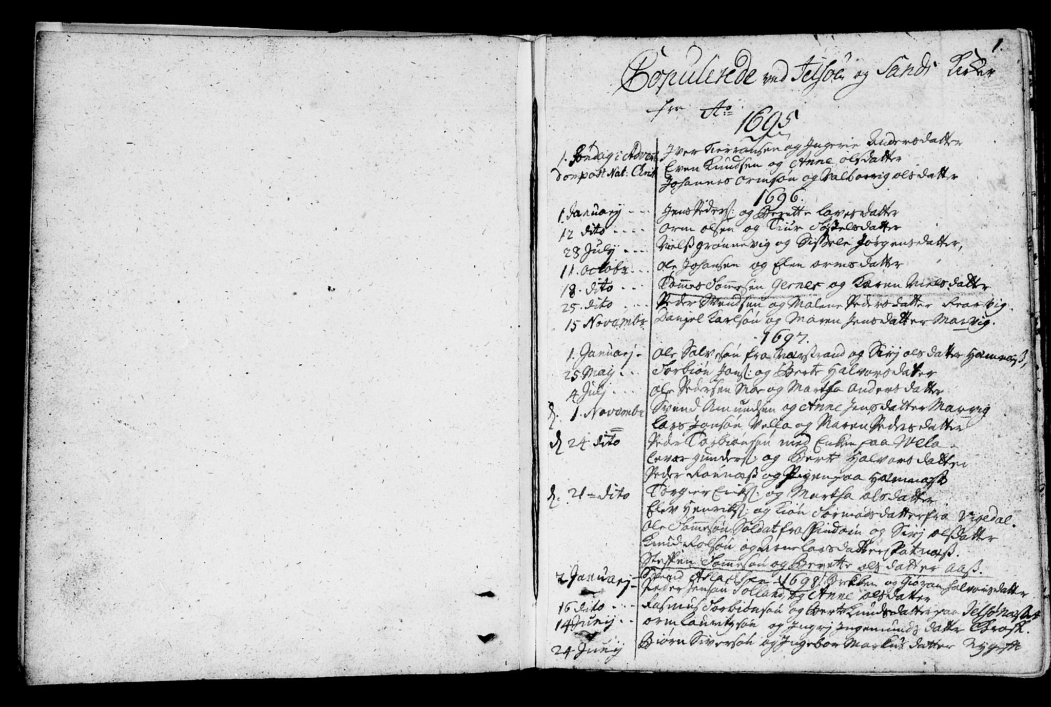 Jelsa sokneprestkontor, AV/SAST-A-101842/01/IV: Ministerialbok nr. A 1, 1695-1737, s. 1