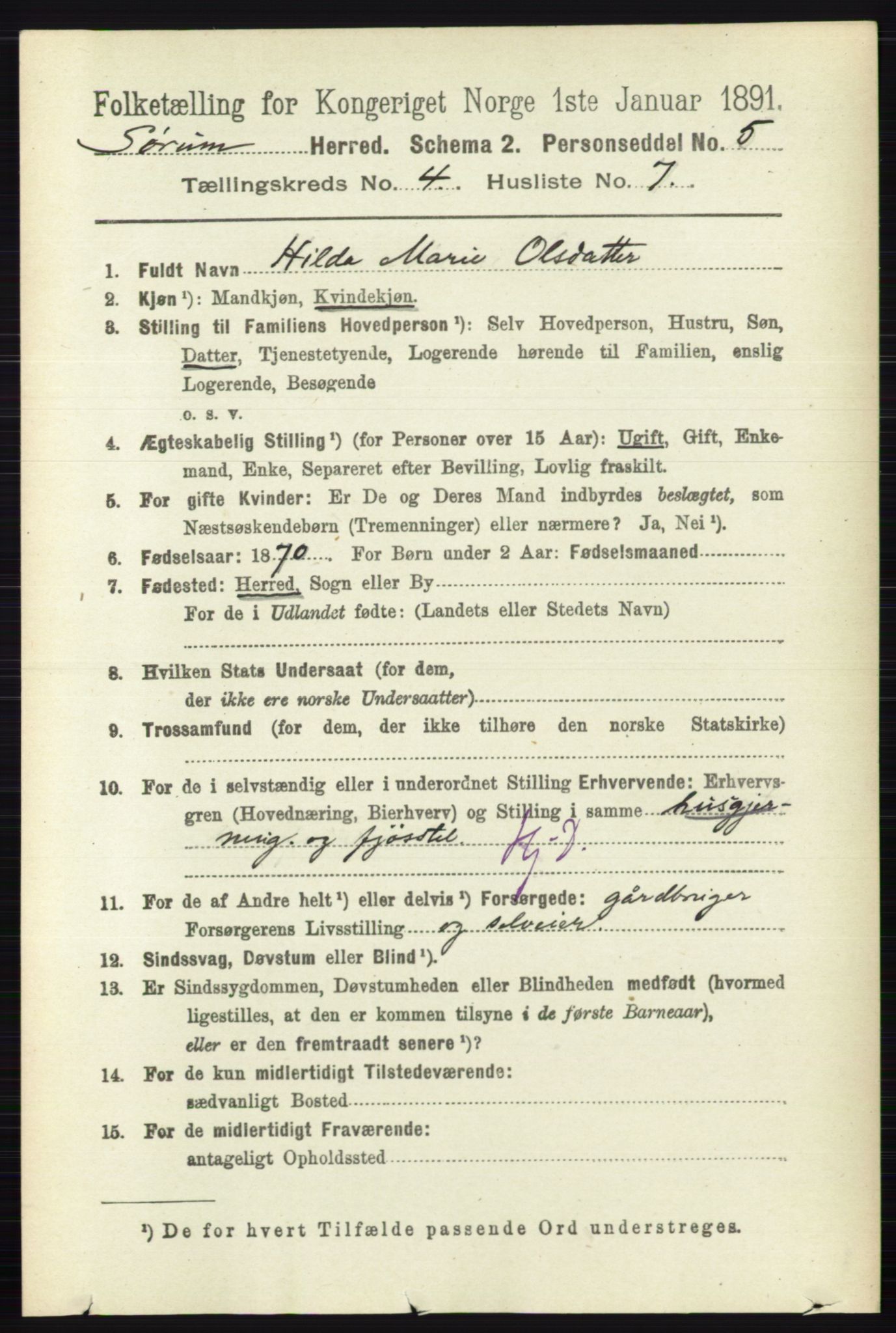 RA, Folketelling 1891 for 0226 Sørum herred, 1891, s. 1919