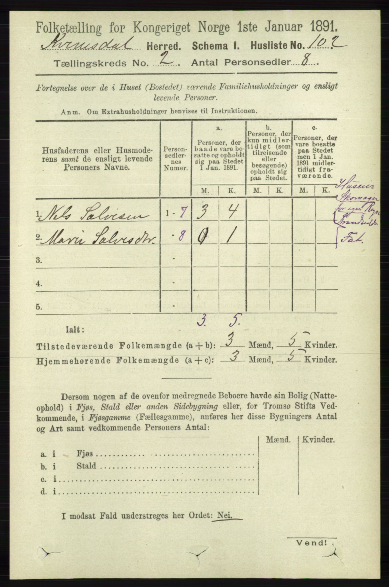 RA, Folketelling 1891 for 1037 Kvinesdal herred, 1891, s. 359