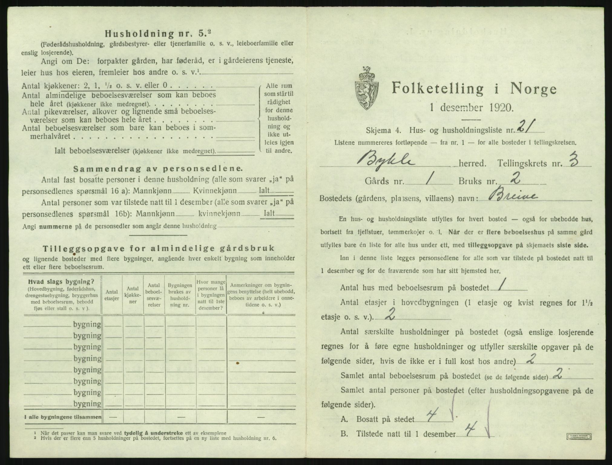 SAK, Folketelling 1920 for 0941 Bykle herred, 1920, s. 203