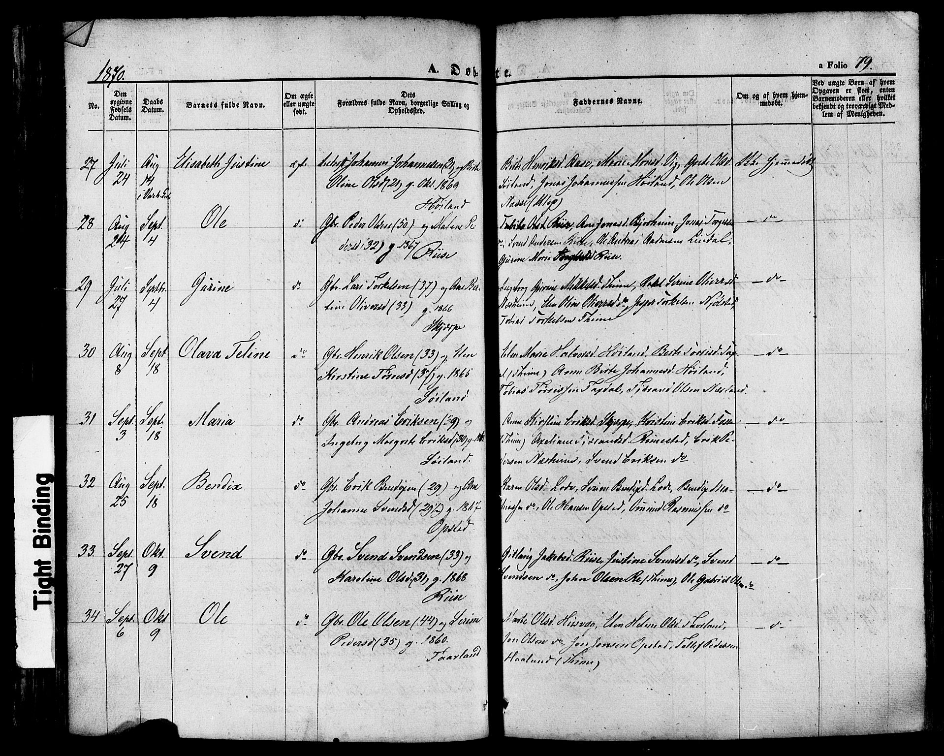 Hå sokneprestkontor, AV/SAST-A-101801/001/30BA/L0008: Ministerialbok nr. A 7, 1853-1878, s. 79