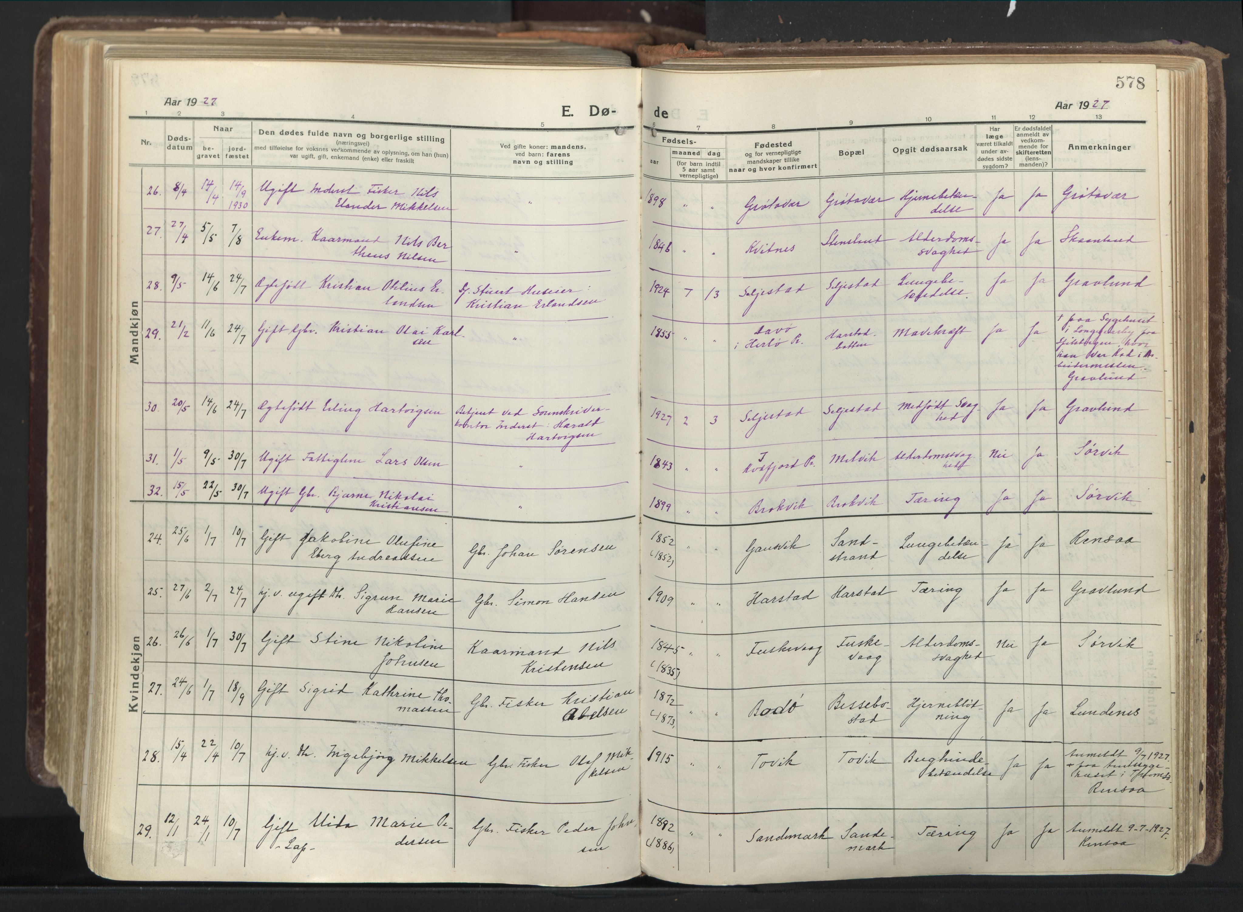 Trondenes sokneprestkontor, AV/SATØ-S-1319/H/Ha/L0019kirke: Ministerialbok nr. 19, 1919-1928, s. 578