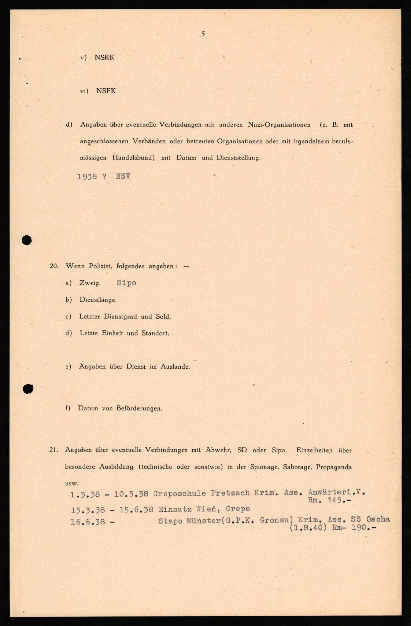 Forsvaret, Forsvarets overkommando II, AV/RA-RAFA-3915/D/Db/L0026: CI Questionaires. Tyske okkupasjonsstyrker i Norge. Tyskere., 1945-1946, s. 512