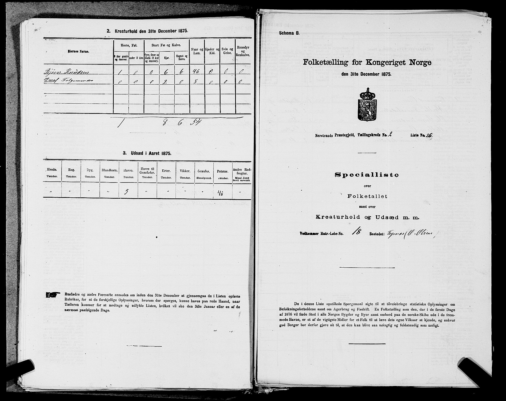 SAST, Folketelling 1875 for 1139P Nedstrand prestegjeld, 1875, s. 601