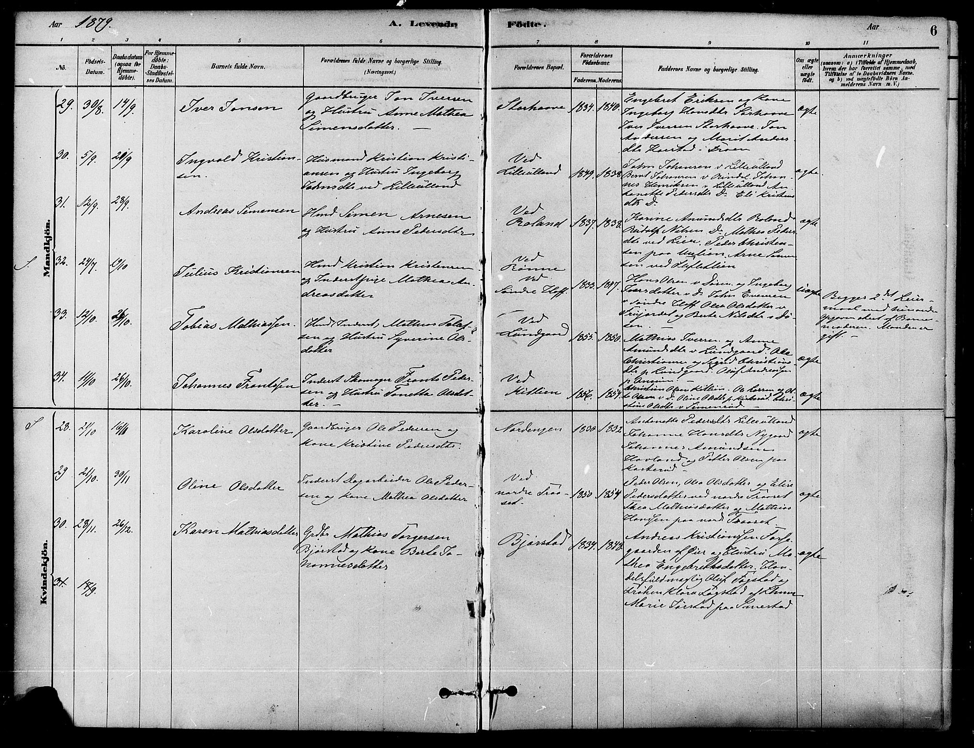 Fåberg prestekontor, AV/SAH-PREST-086/H/Ha/Haa/L0008: Ministerialbok nr. 8, 1879-1898, s. 6