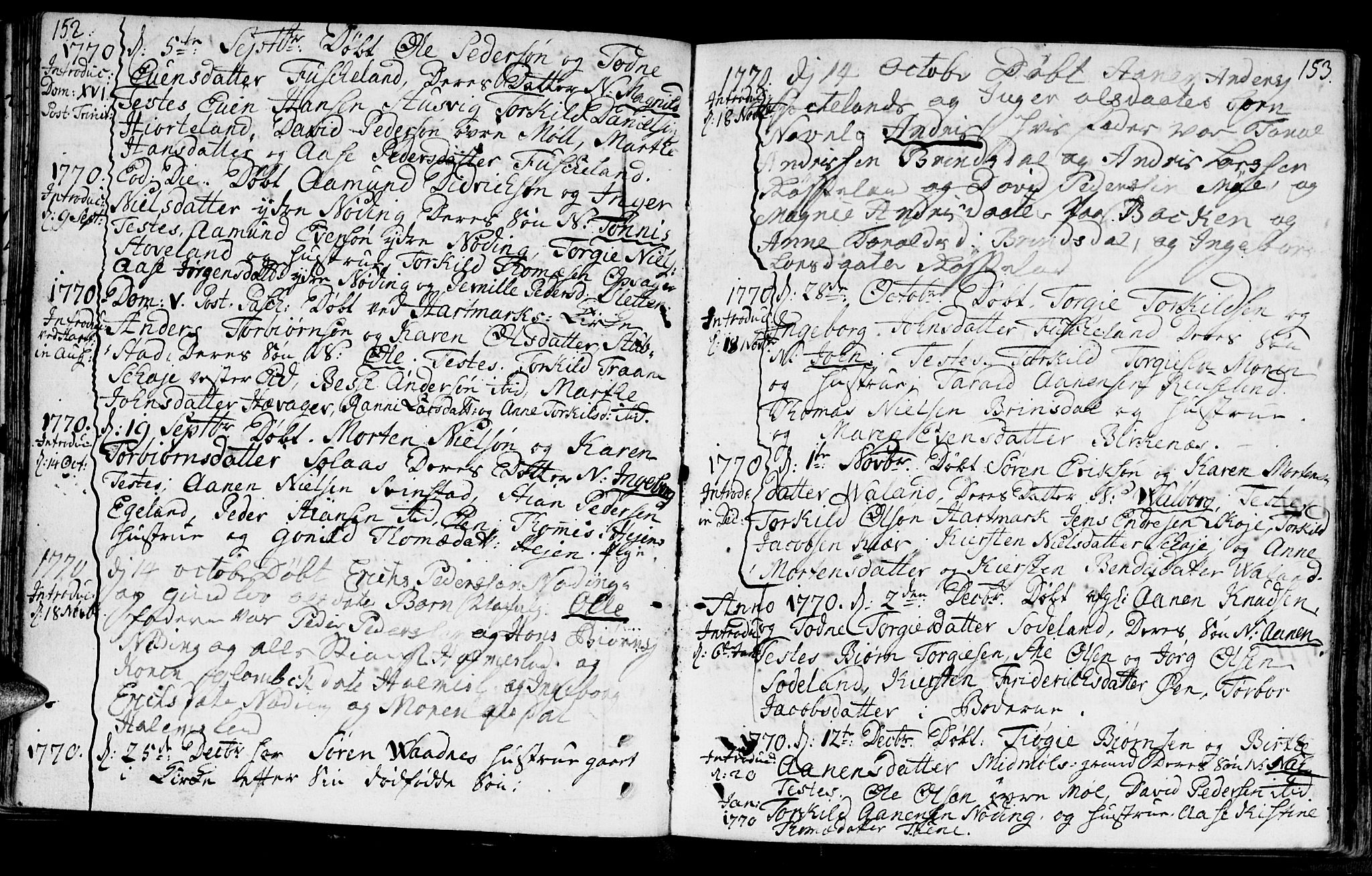 Holum sokneprestkontor, AV/SAK-1111-0022/F/Fa/Faa/L0002: Ministerialbok nr. A 2, 1756-1780, s. 152-153