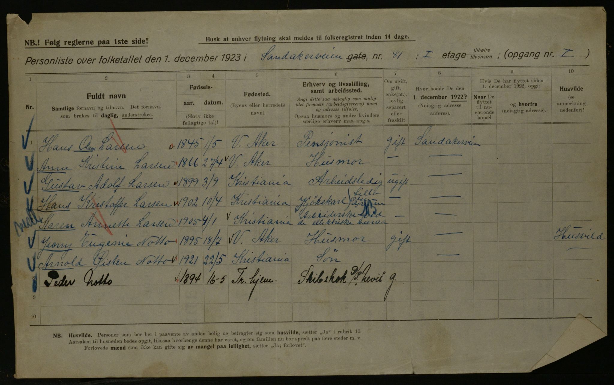 OBA, Kommunal folketelling 1.12.1923 for Kristiania, 1923, s. 96656