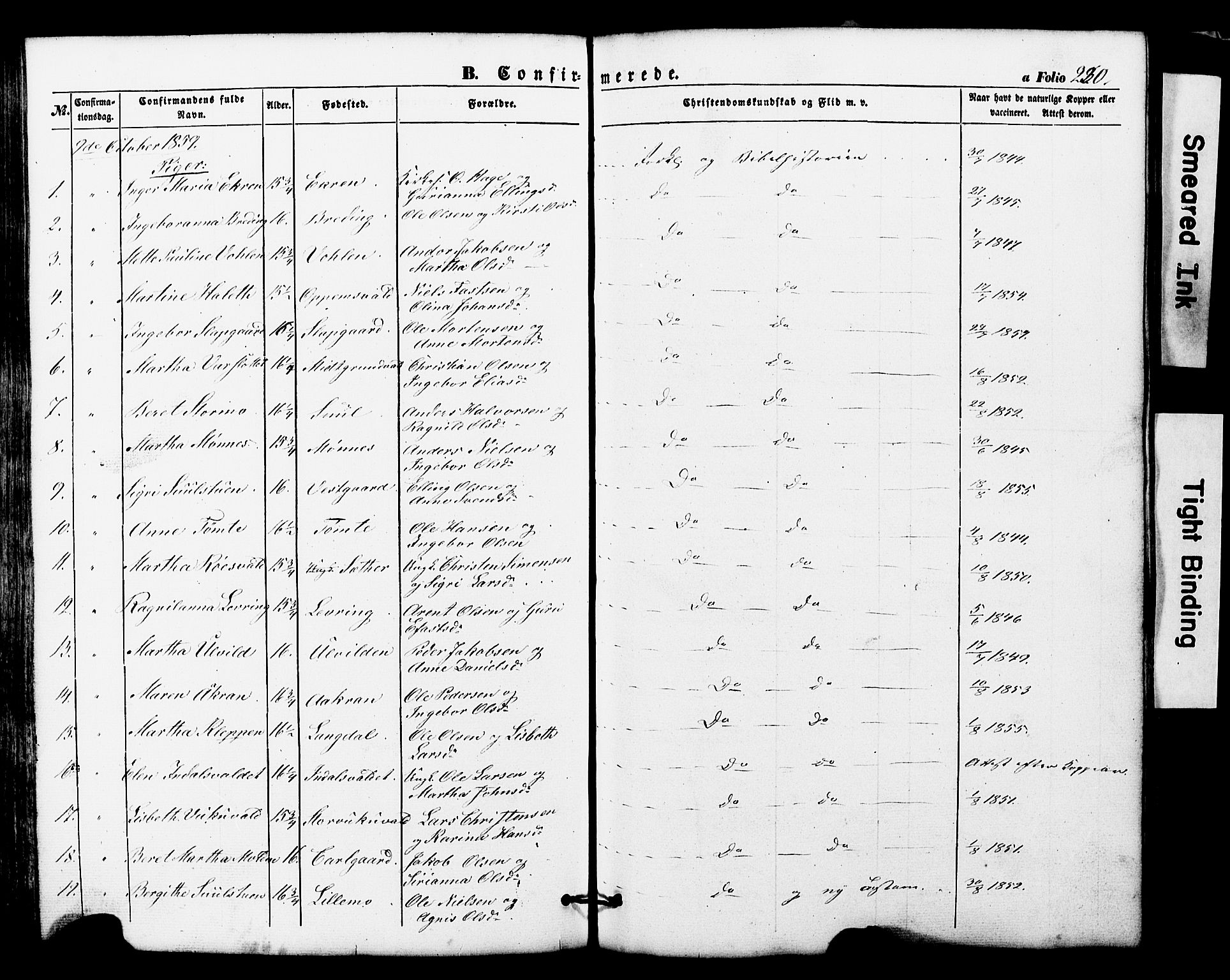 Ministerialprotokoller, klokkerbøker og fødselsregistre - Nord-Trøndelag, SAT/A-1458/724/L0268: Klokkerbok nr. 724C04, 1846-1878, s. 230