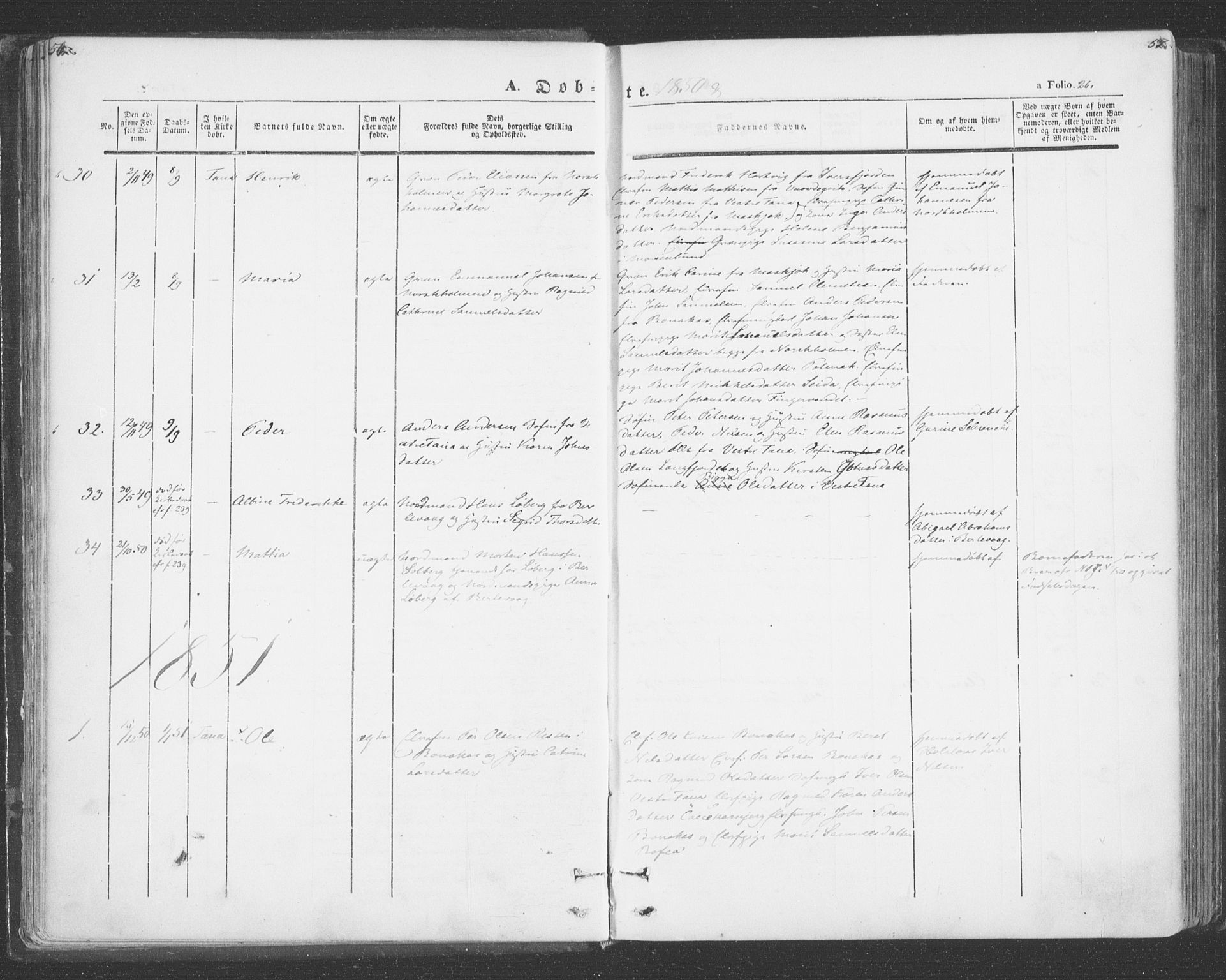 Tana sokneprestkontor, SATØ/S-1334/H/Ha/L0001kirke: Ministerialbok nr. 1, 1846-1861, s. 26