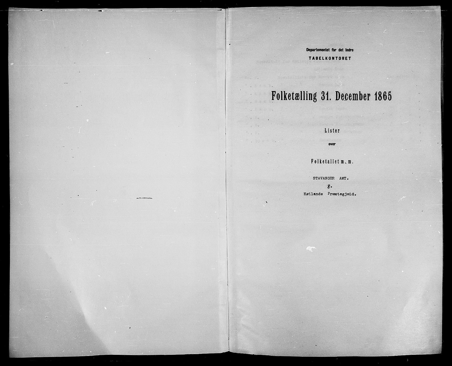RA, Folketelling 1865 for 1123P Høyland prestegjeld, 1865, s. 3