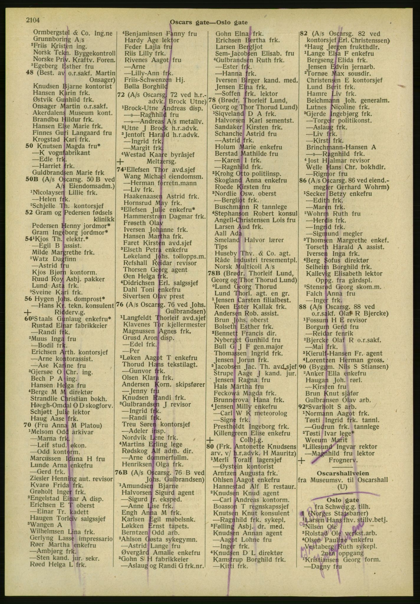 Kristiania/Oslo adressebok, PUBL/-, 1951, s. 2104