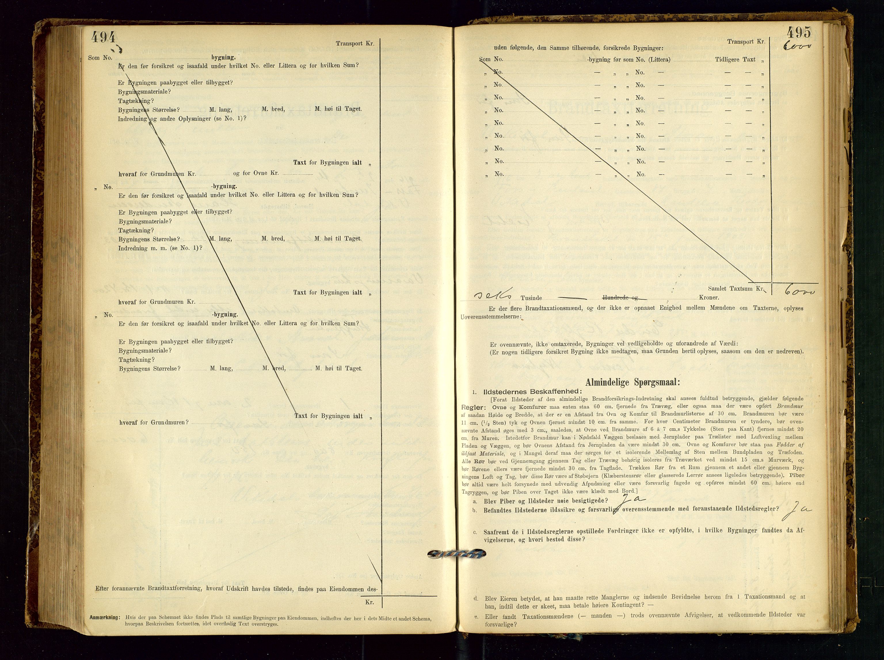 Vikedal lensmannskontor, AV/SAST-A-100179/Gob/L0004: Branntakstprotokoll, 1894-1952, s. 494-495