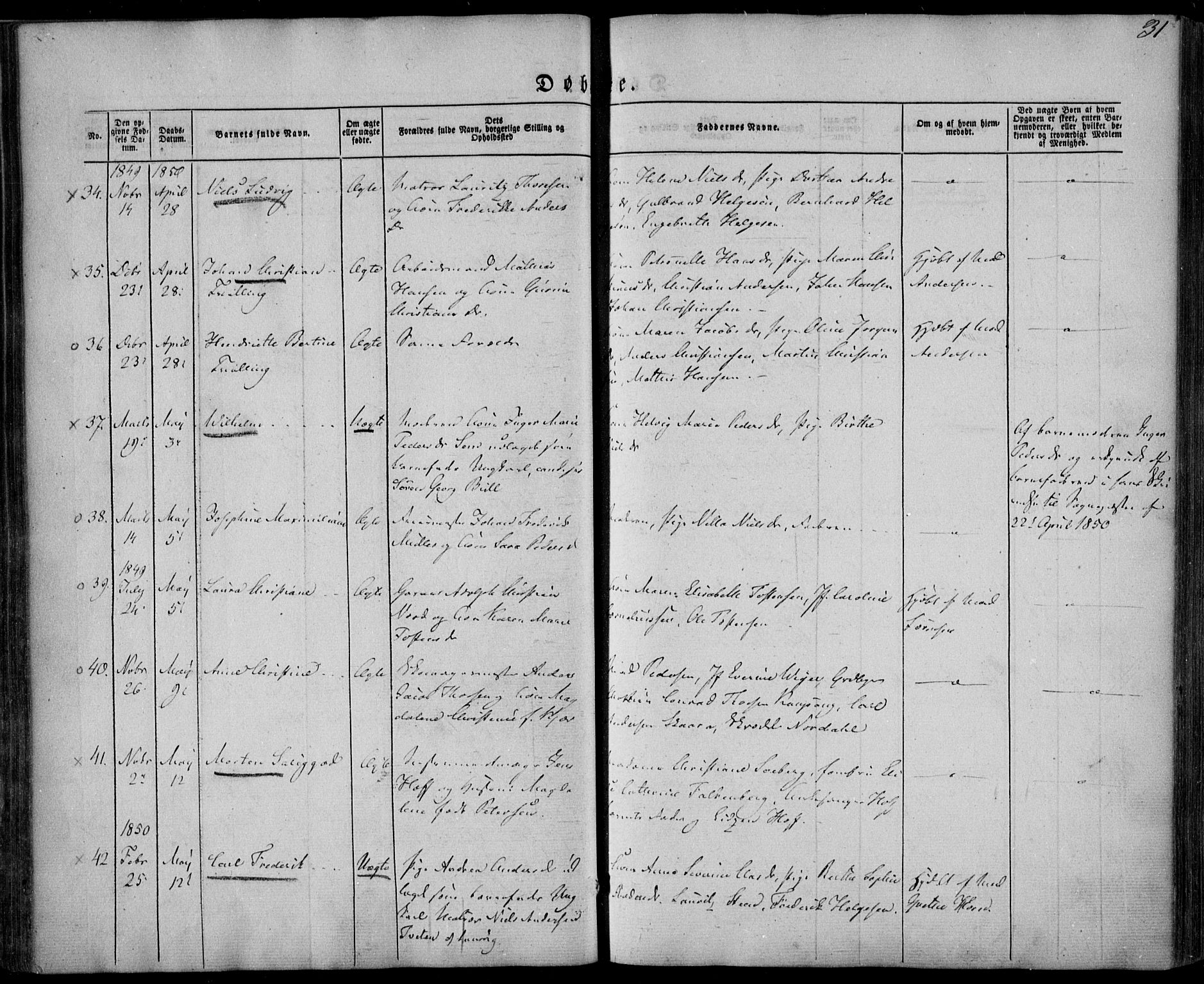 Larvik kirkebøker, AV/SAKO-A-352/F/Fa/L0003: Ministerialbok nr. I 3, 1848-1856, s. 31