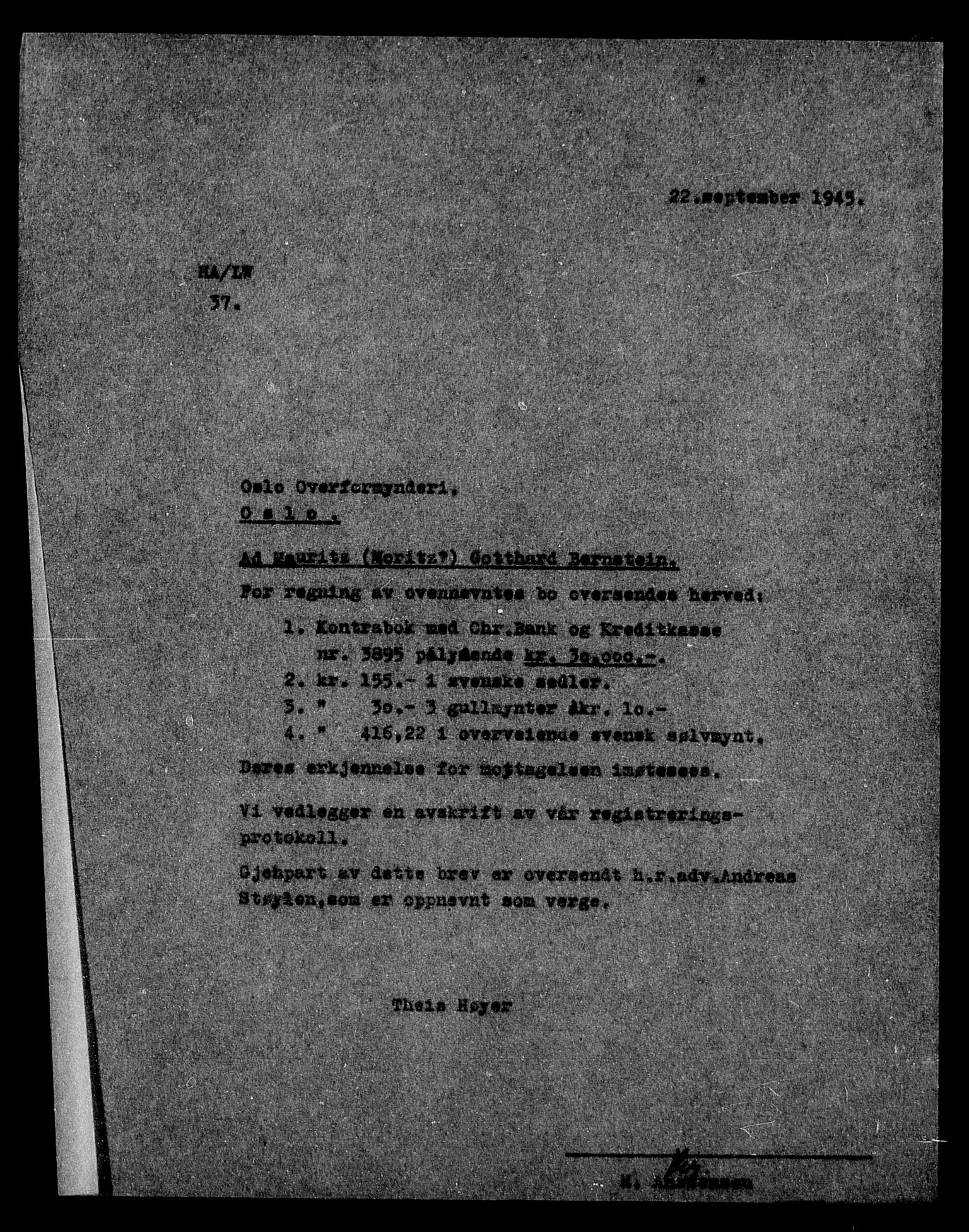 Justisdepartementet, Tilbakeføringskontoret for inndratte formuer, RA/S-1564/H/Hc/Hcc/L0922: --, 1945-1947, s. 606