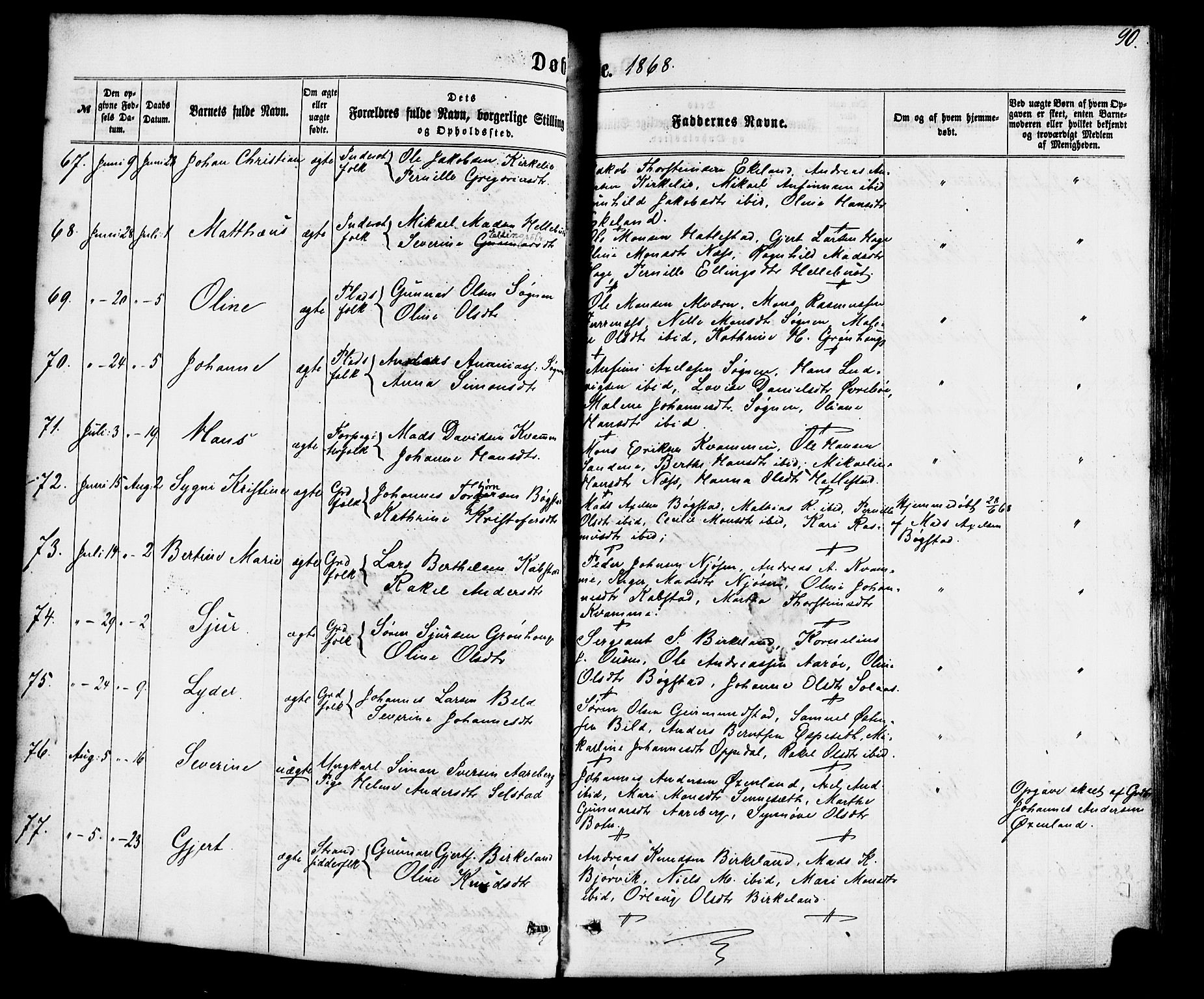 Gaular sokneprestembete, AV/SAB-A-80001/H/Haa: Ministerialbok nr. A 5, 1860-1881, s. 90