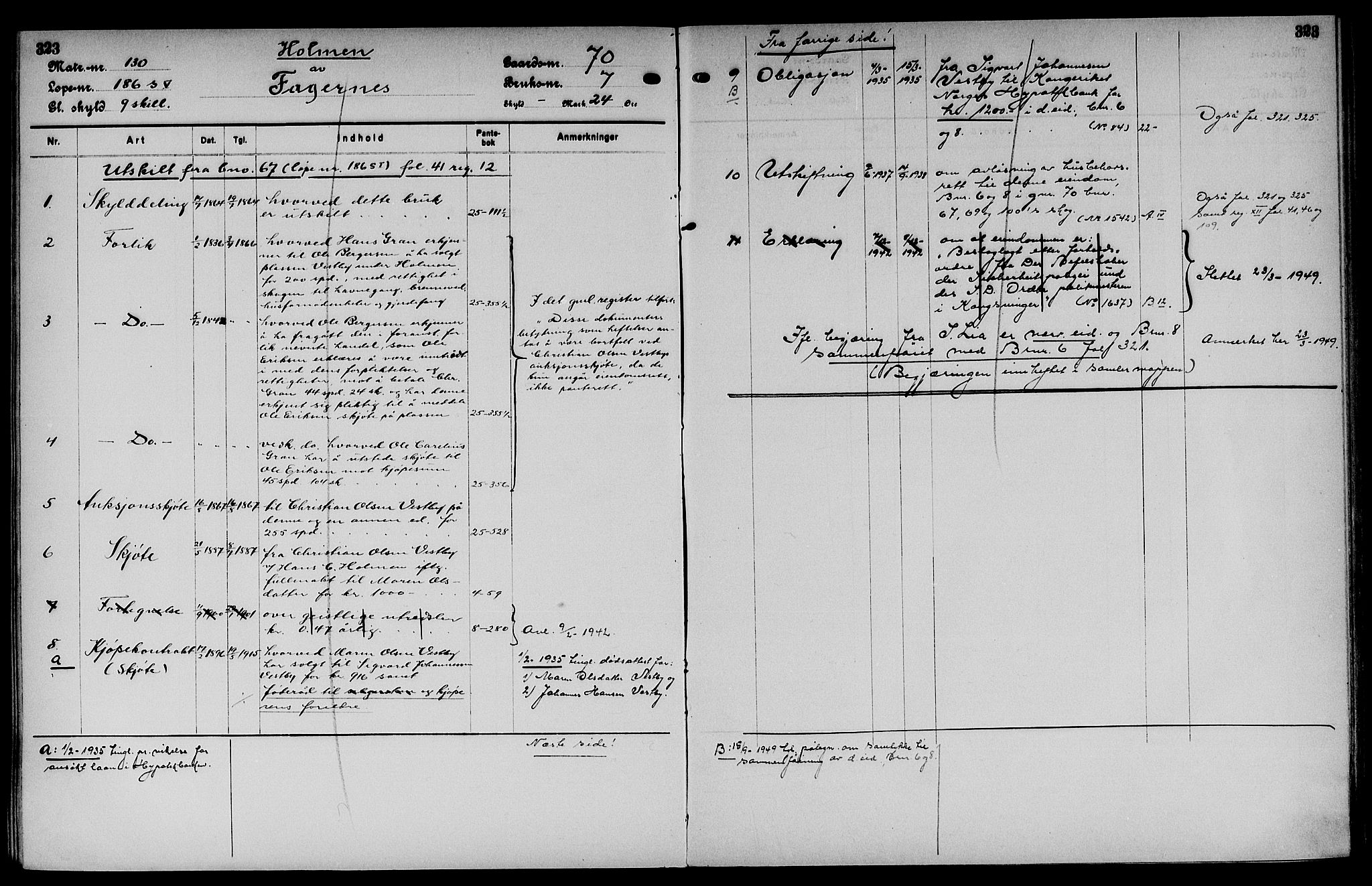 Vinger og Odal sorenskriveri, SAH/TING-022/H/Ha/Hac/Hacc/L0011: Panteregister nr. 3.11, 1923, s. 323