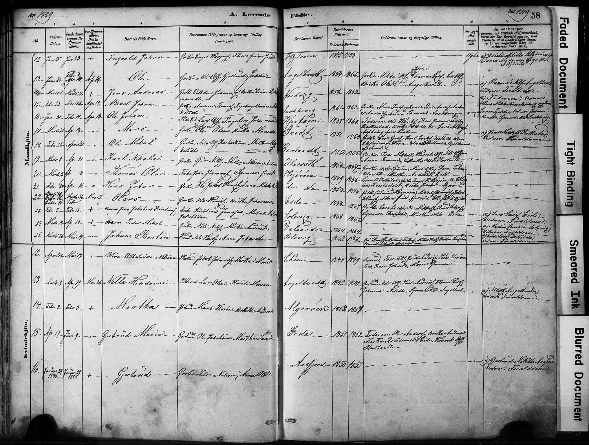Fjell sokneprestembete, AV/SAB-A-75301/H/Hab: Klokkerbok nr. A 4, 1880-1899, s. 58