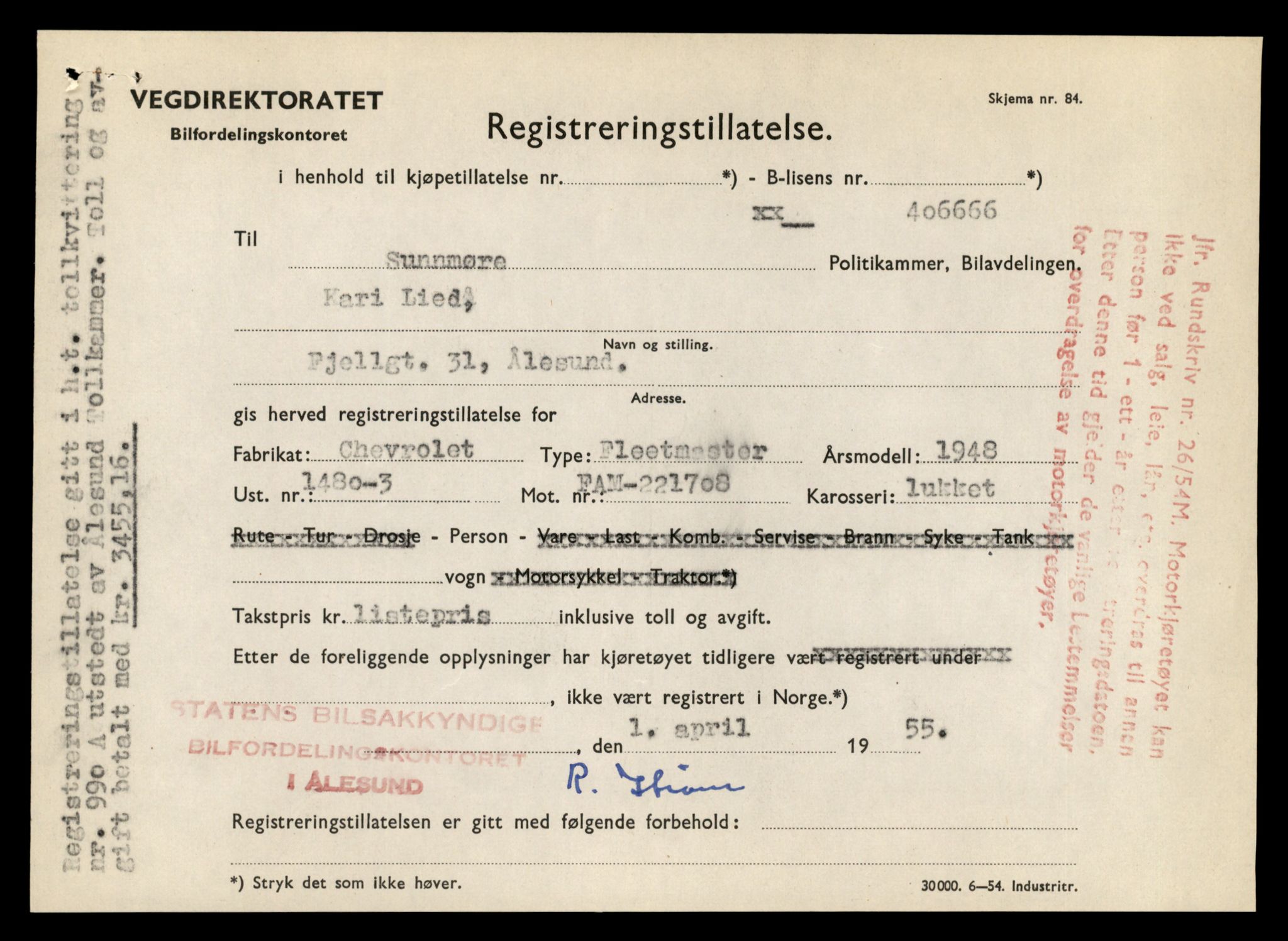 Møre og Romsdal vegkontor - Ålesund trafikkstasjon, AV/SAT-A-4099/F/Fe/L0048: Registreringskort for kjøretøy T 14721 - T 14863, 1927-1998, s. 433
