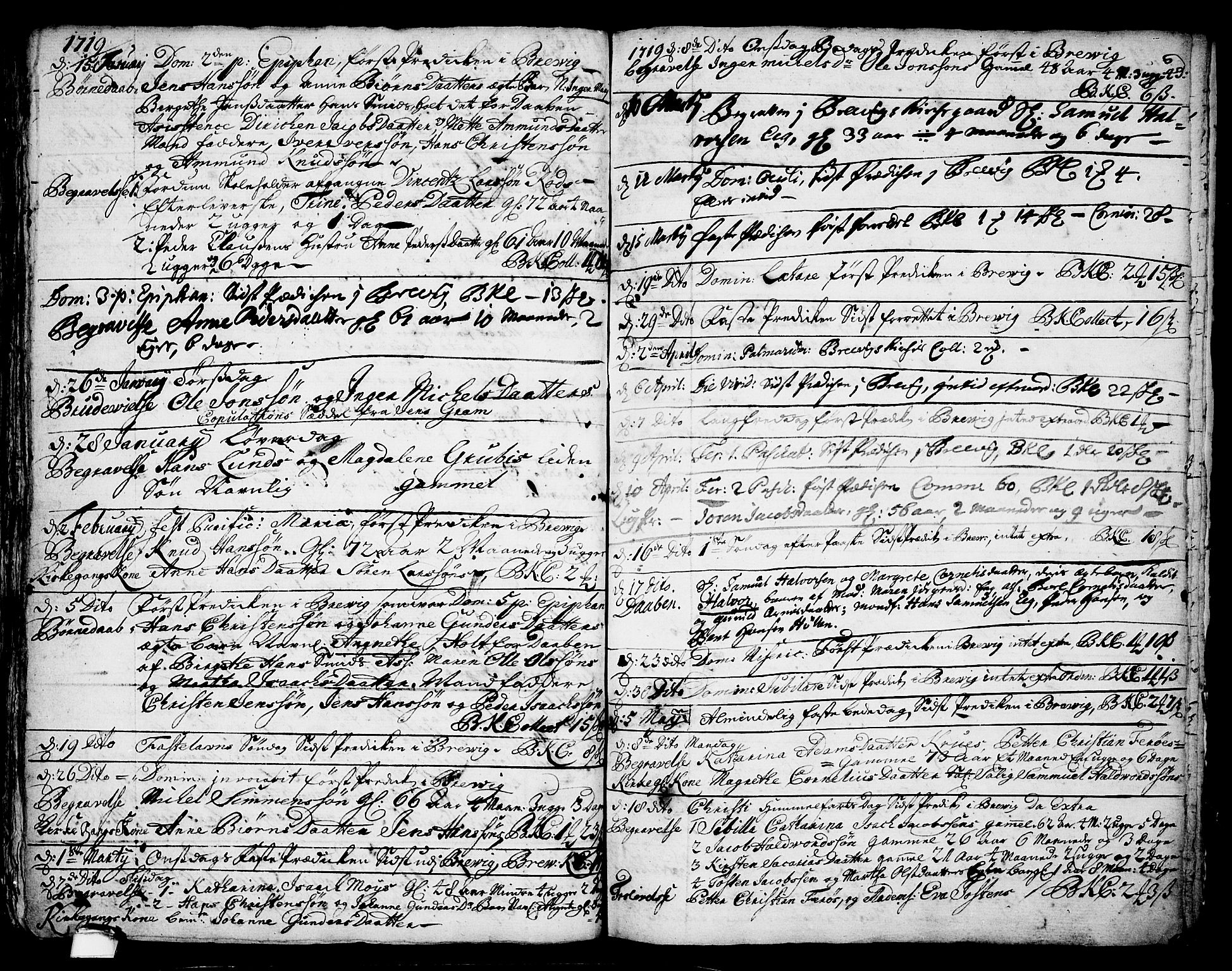 Brevik kirkebøker, SAKO/A-255/F/Fa/L0001: Ministerialbok nr. 1, 1706-1719