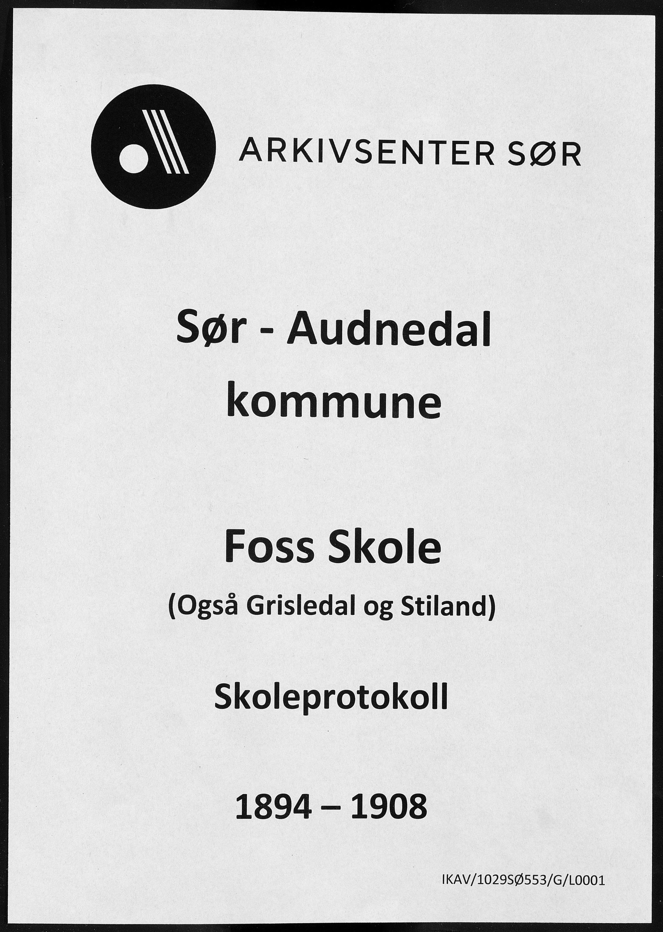 Sør-Audnedal kommune - Foss Skole, ARKSOR/1029SØ553/G/L0001: Skoleprotokoll, 1894-1908