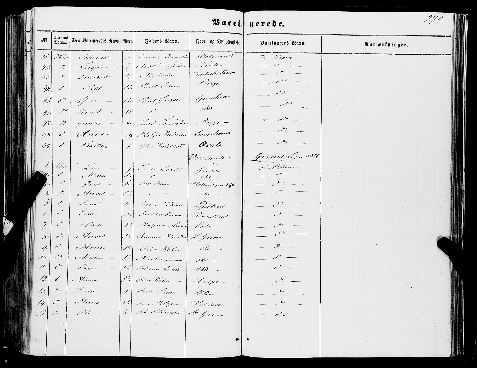 Ulvik sokneprestembete, SAB/A-78801/H/Haa: Ministerialbok nr. A 13, 1853-1863, s. 279