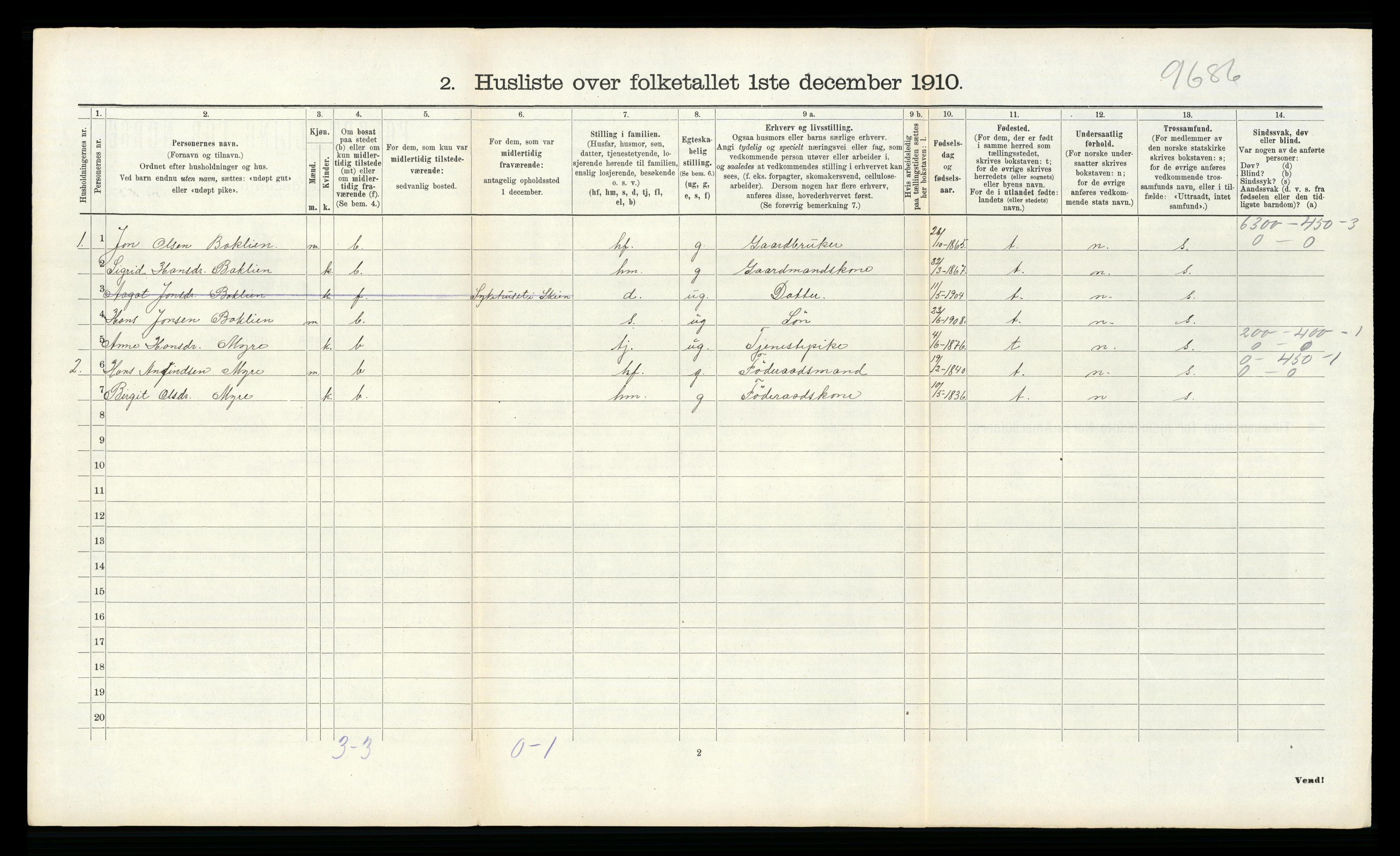 RA, Folketelling 1910 for 0826 Tinn herred, 1910, s. 540