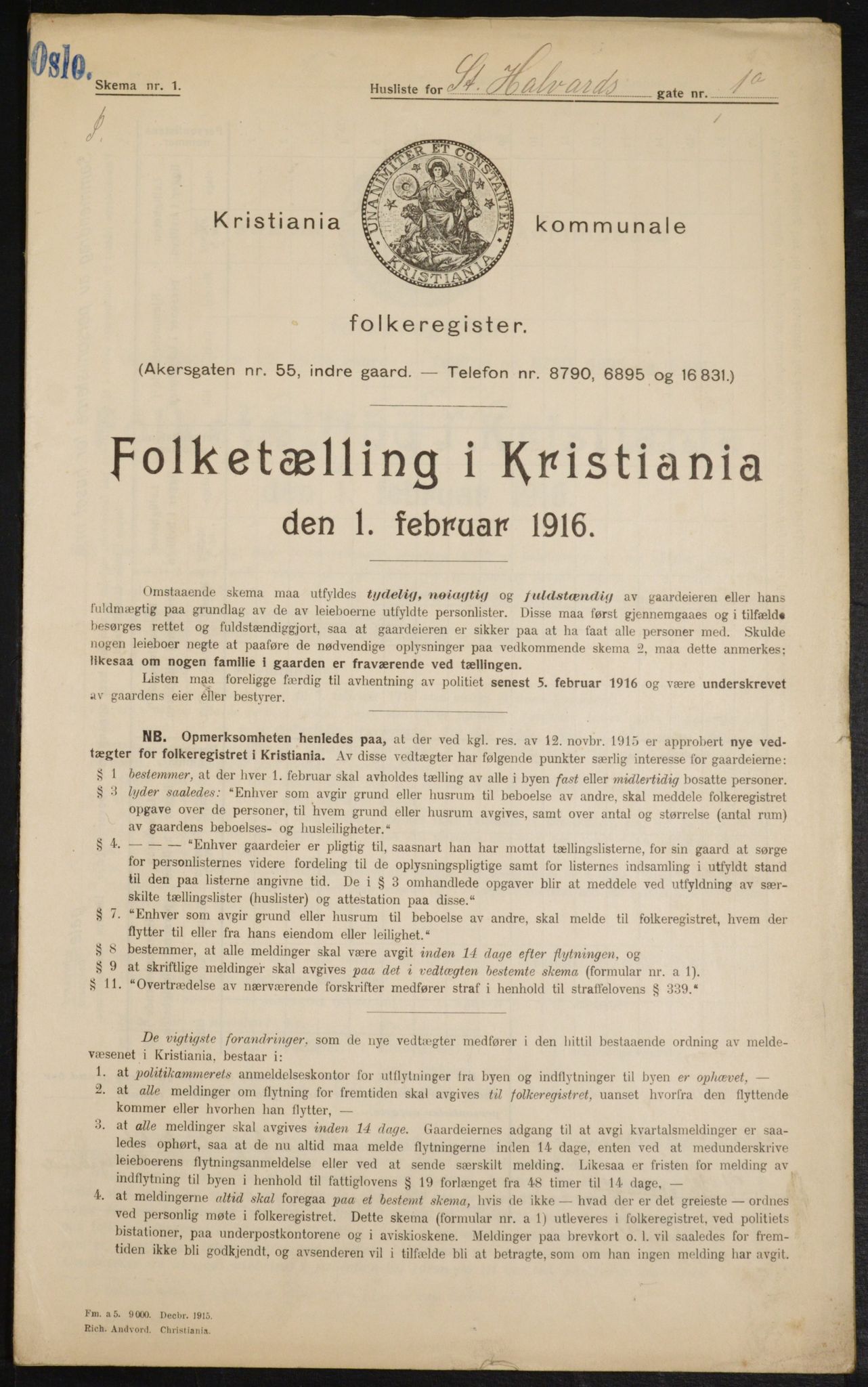 OBA, Kommunal folketelling 1.2.1916 for Kristiania, 1916, s. 89599