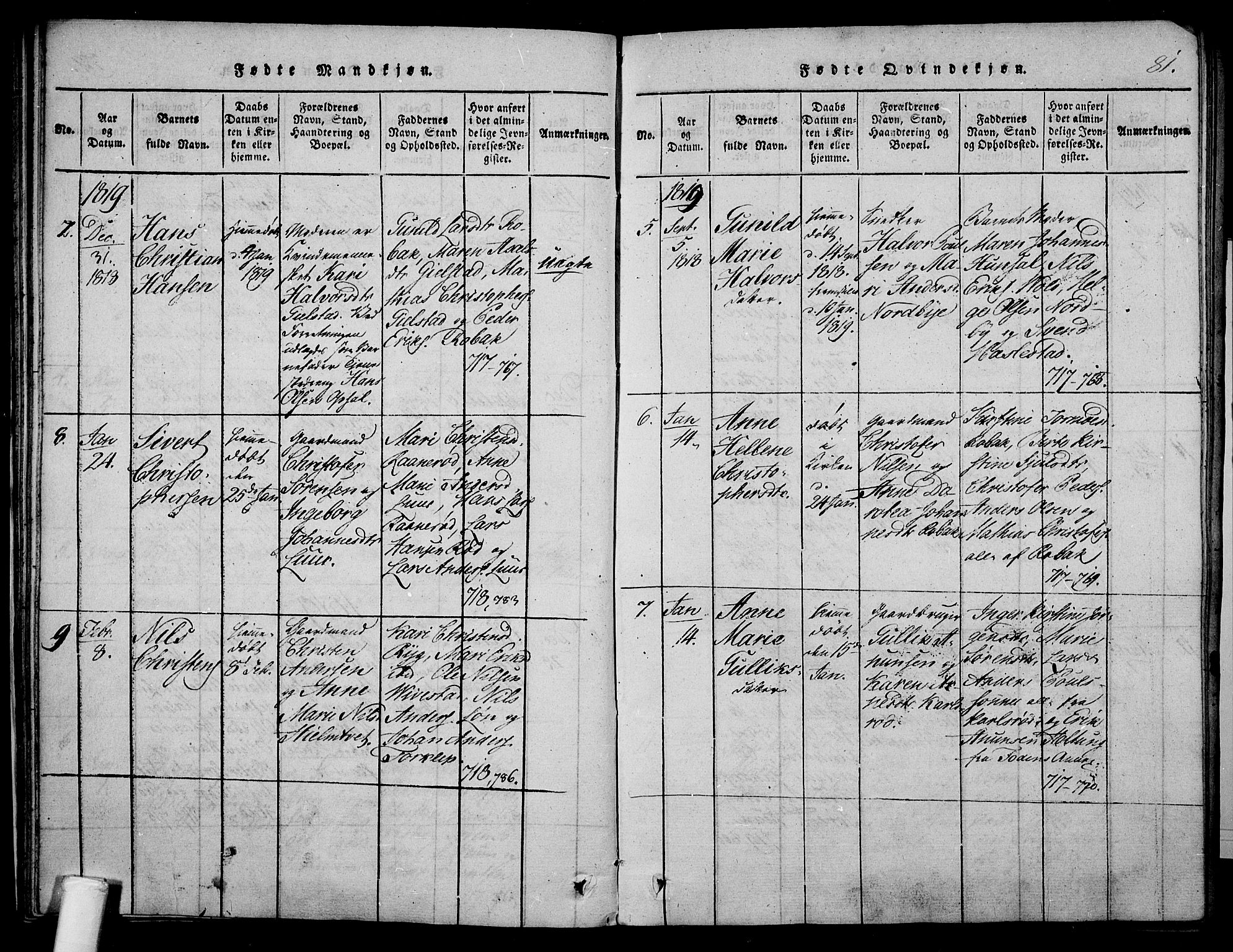 Våle kirkebøker, AV/SAKO-A-334/F/Fa/L0007: Ministerialbok nr. I 7, 1814-1824, s. 80-81