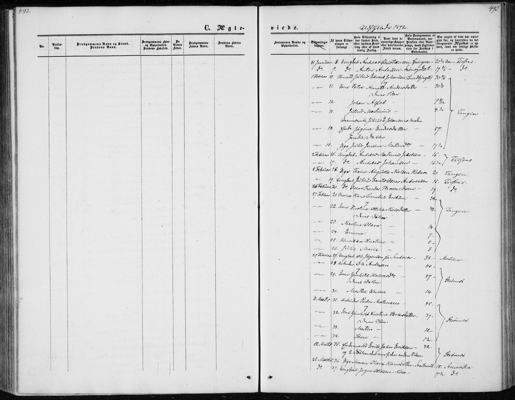 Skoger kirkebøker, AV/SAKO-A-59/F/Fa/L0004: Ministerialbok nr. I 4, 1862-1872, s. 492-493